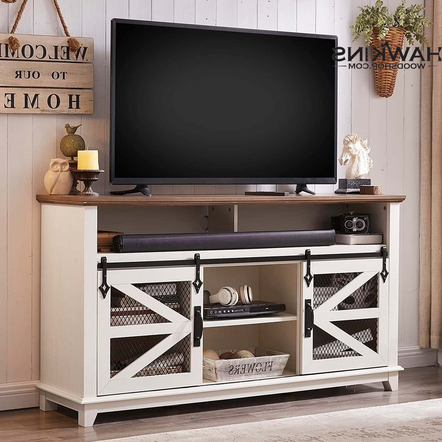 Sliding Barn Door Tv Stand, Industrial, Modern Media Entertainment Center W/sliding  Barn Door, Rustic Tv Console Cabinet, Adjustable Shelves, Antique White –  Built To Order, Made In Usa, Custom Furniture – Free With Regard To Barn Door Media Tv Stands (View 7 of 20)