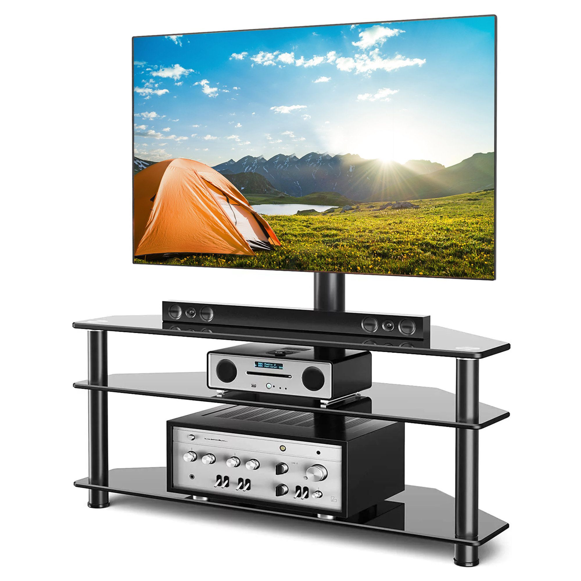 Symple Stuff Dmitrijus 3 Tier Multi Function Tv Stand For 32 65 Inch Tvs |  Wayfair For Tier Stands For Tvs (View 14 of 20)