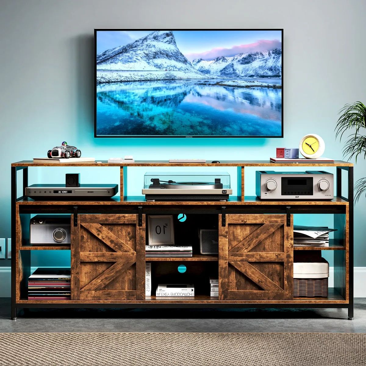 Tc Homeny Tv Stand With Power Station + Rgb Led Tv Cabinet Entertainment  Center | Ebay Throughout Rgb Tv Entertainment Centers (Gallery 16 of 20)