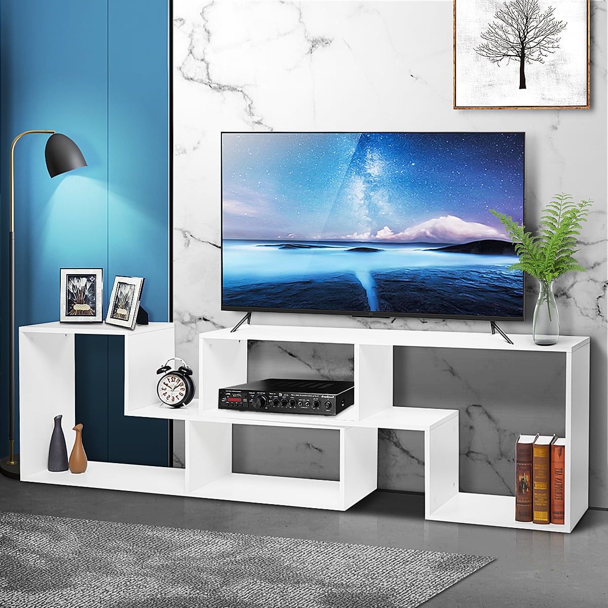 Tv Stand For 40'' – 80'' Tvs Diy Convertible Storage Bookcase Shelf Modern  Entertainment Center For Tvs Media Console Tv Cabinet For Video Gaming  Movies – Walmart For Modern Stands With Shelves (Gallery 4 of 20)
