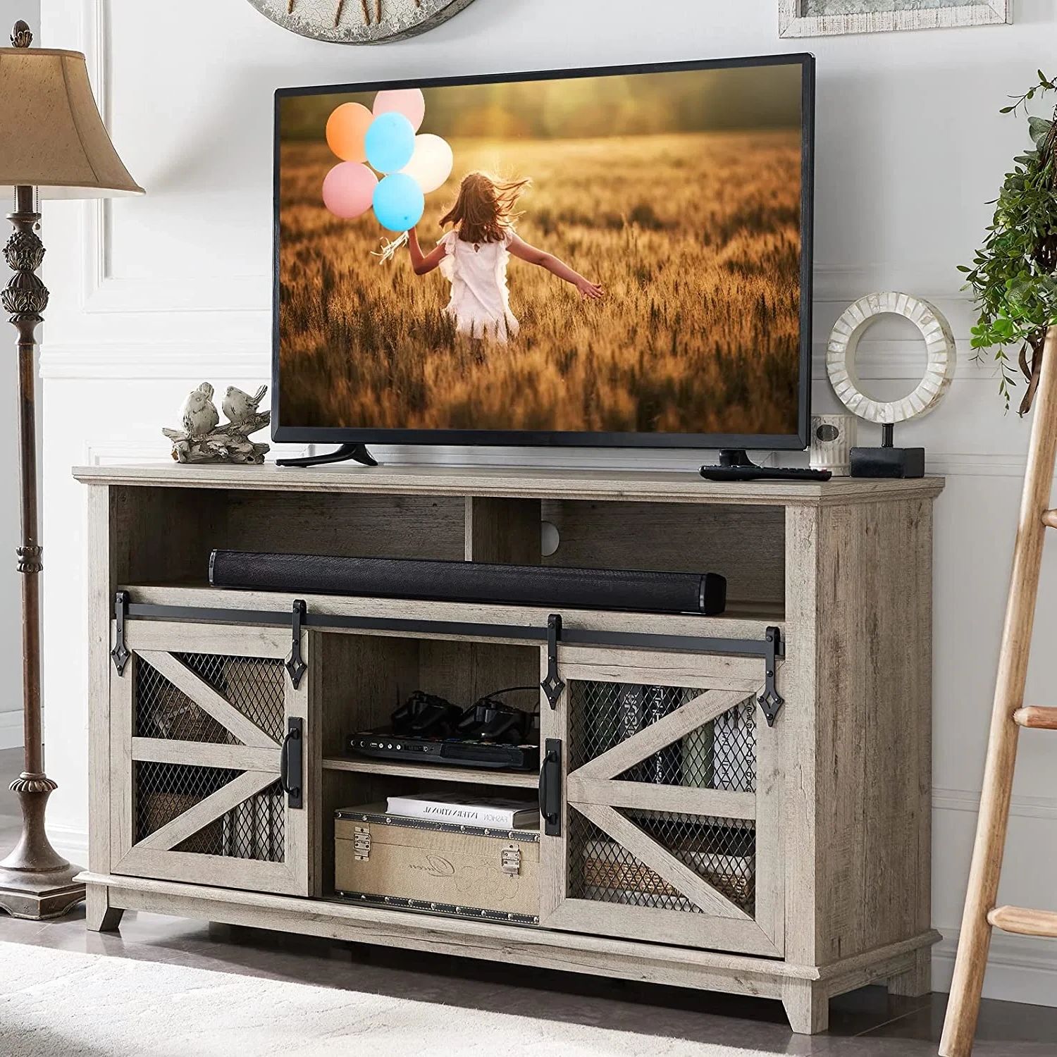 Tv Stand For 65+ Inch Tv, Industrial & Farmhouse Media Entertainment Center  W/sliding Barn Door, Rustic Tv Console Cabinet W/adjustable Shelves For  Living Room – China Tv Console Cabinet, Tv Cabinet | In Barn Door Media Tv Stands (View 15 of 20)