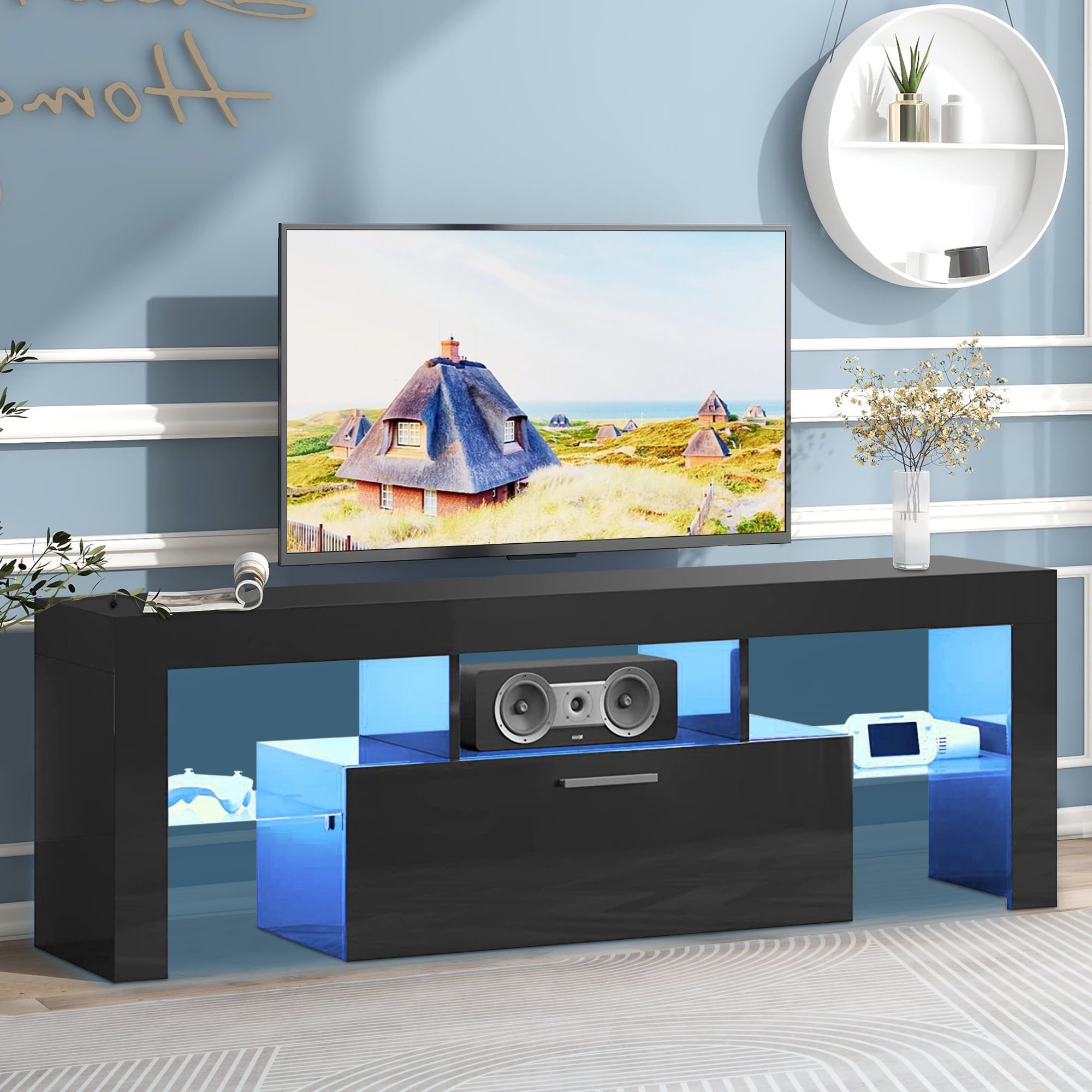 Uhomepro Tv Stand For Tvs Up To 55, Living Room Morocco | Ubuy Intended For Black Rgb Entertainment Centers (View 12 of 20)