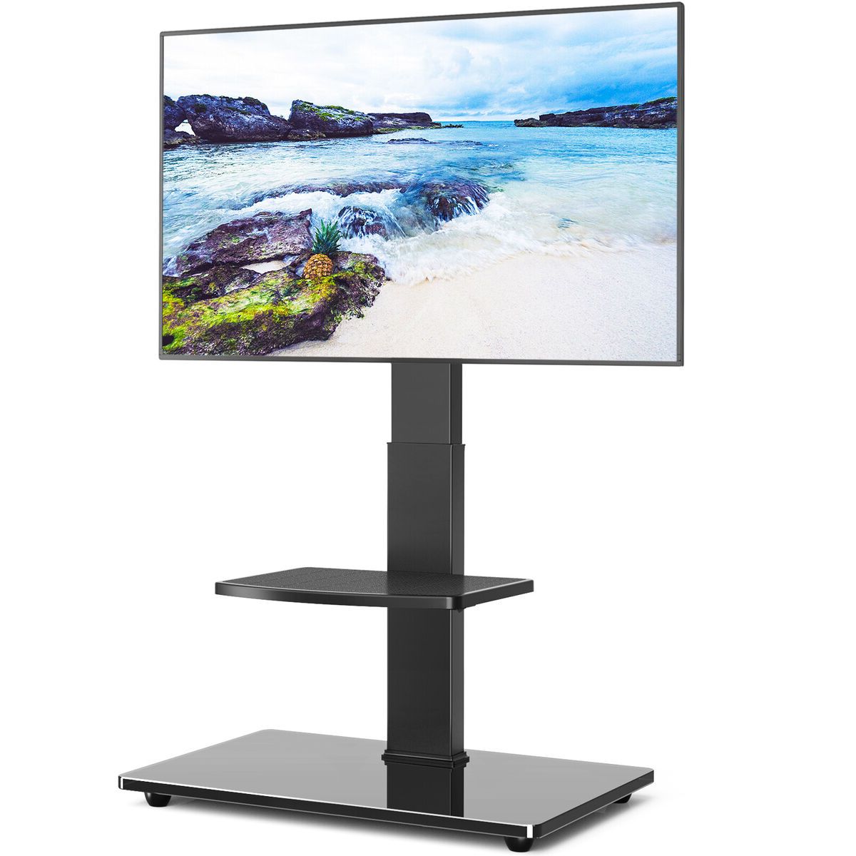 Universal Floor Tv Stand Tall W/bracket Mount Free Standing For 32 65"led  Lcd | Ebay Throughout Universal Floor Tv Stands (View 4 of 20)