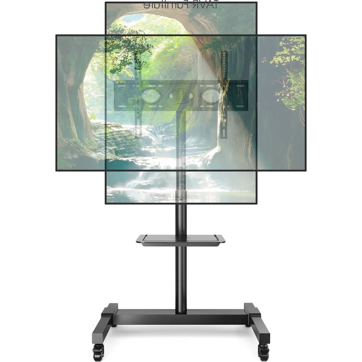 Universal Mobile Tv Stand Tilt Rolling Tv Cart With Wheels For Tvs Up To 70  Inch | Ebay For Mobile Tilt Rolling Tv Stands (Gallery 2 of 20)