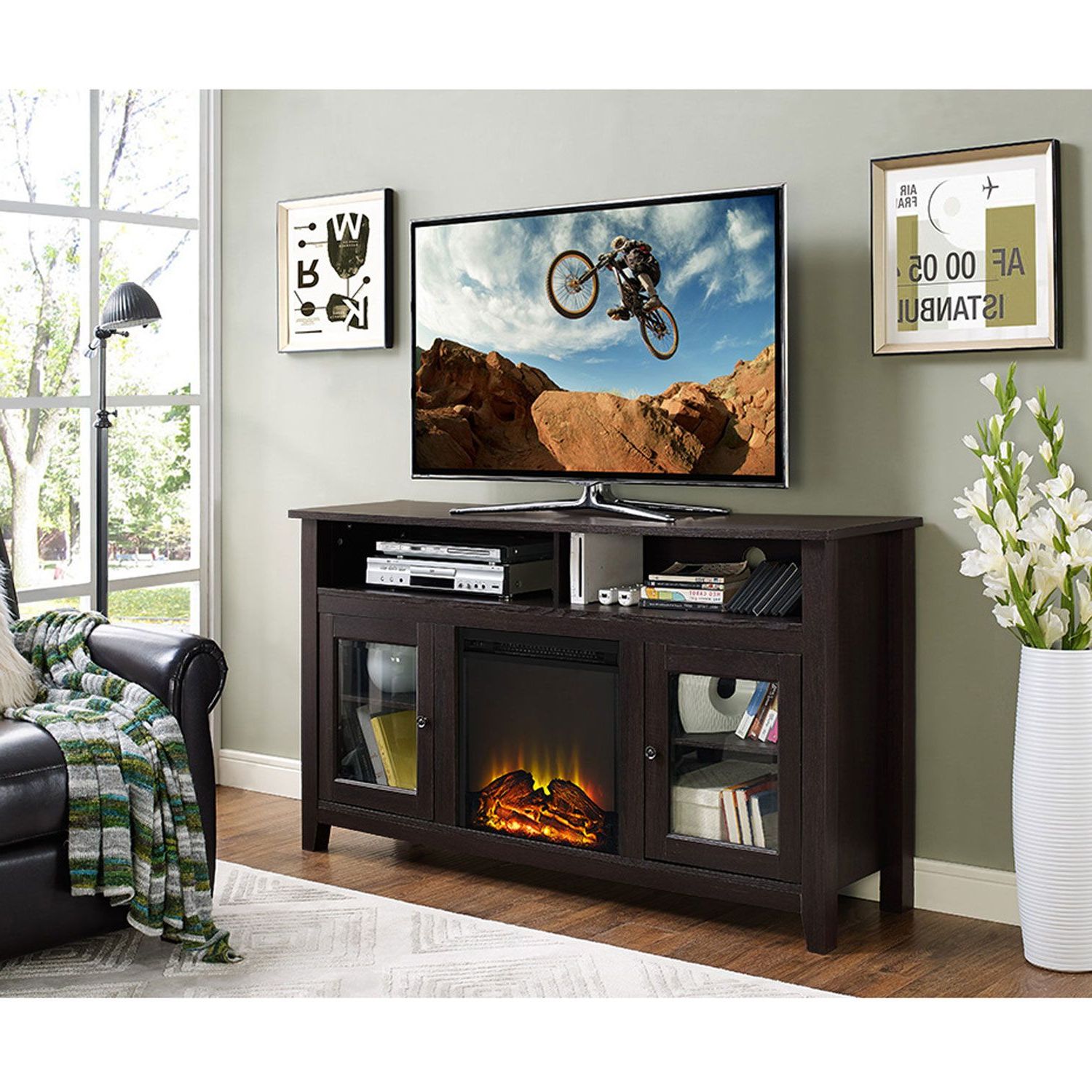 Walker Edison Furniture Co. 58 Inch Wood Highboy Fireplace Tv Stand –  Espresso W58fp18hbes | Fireplace Tv Stand, Home Entertainment Furniture,  Osp Home Furnishings Intended For Wood Highboy Fireplace Tv Stands (Gallery 20 of 20)
