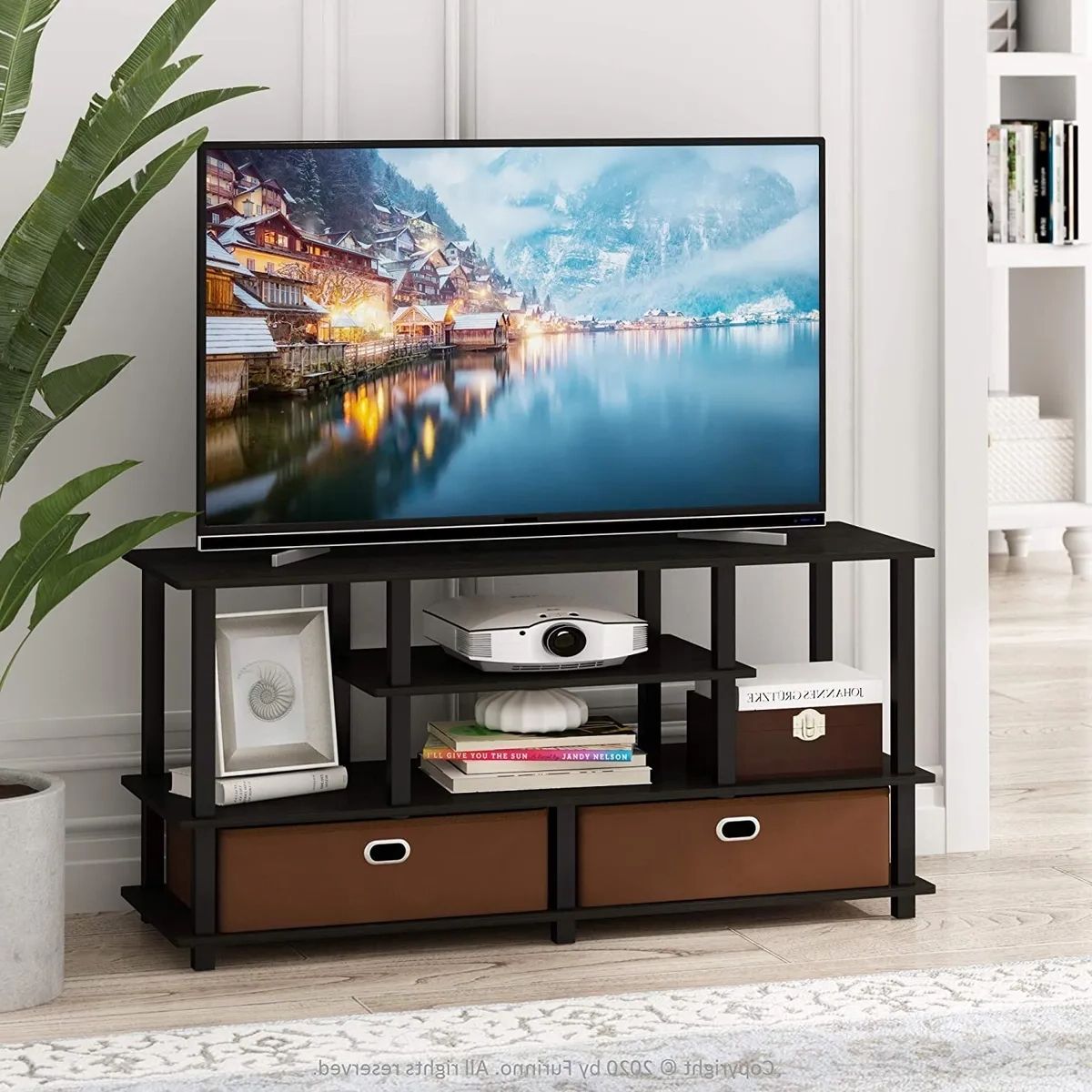 Wide Tv Stand Entertainment Center Narrow With Storage For 50 Inch Tvs  Bedroom | Ebay For Wide Entertainment Centers (Gallery 1 of 20)