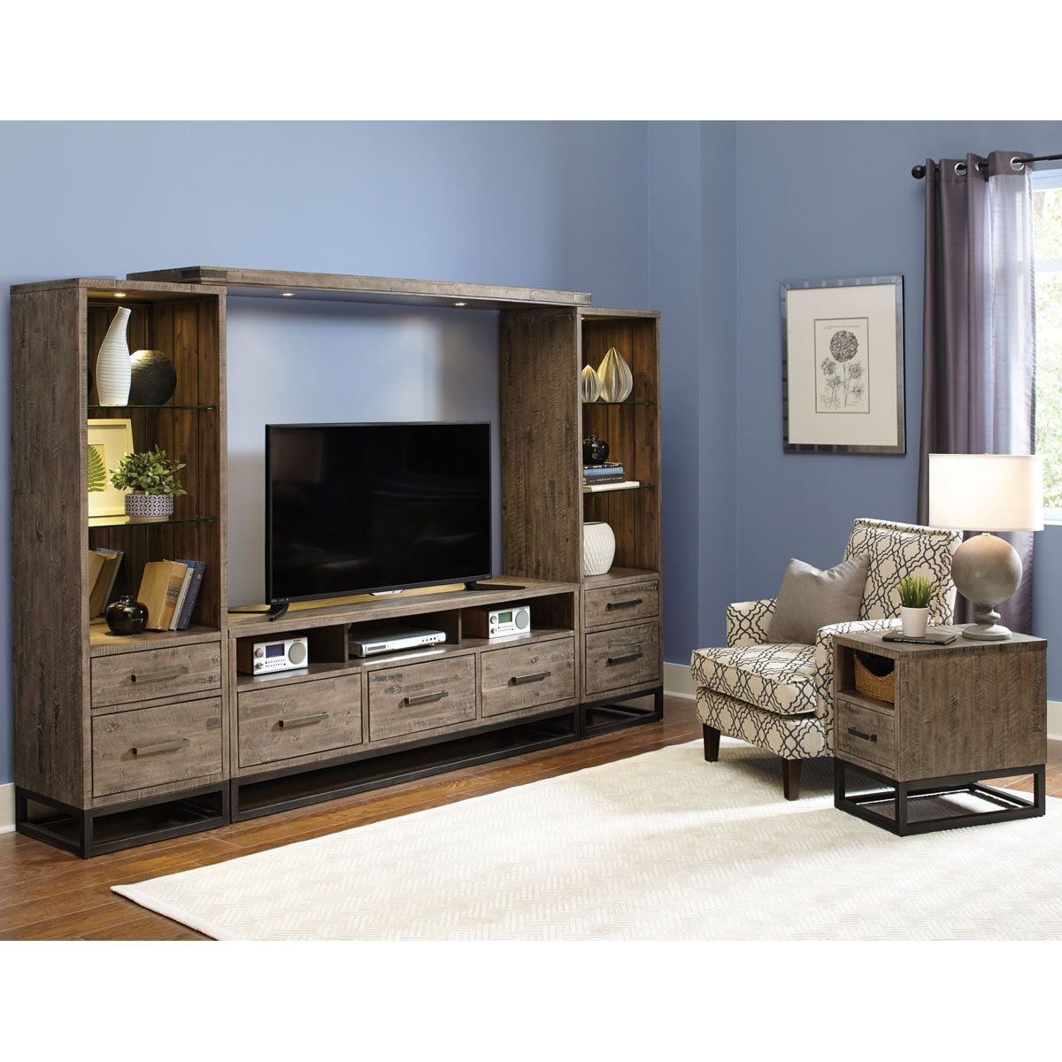 Willow Oak 4 Piece Entertainment Center | Badcock Home Furniture &more Intended For Entertainment Units With Bridge (Gallery 20 of 20)