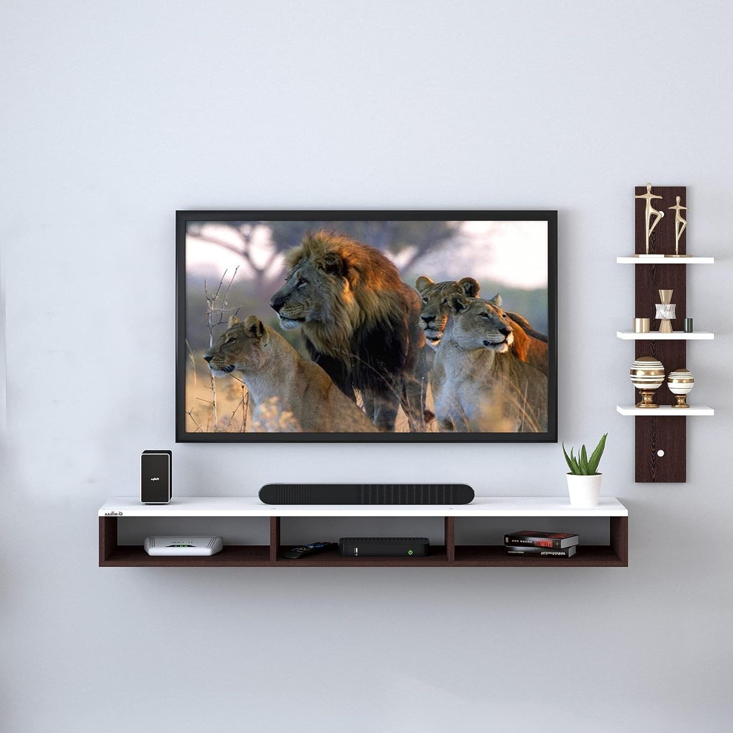 Wooden Wall Mount Tv Unit/ Set Top Box Stand, Laminate Finish In Top Shelf Mount Tv Stands (View 9 of 20)