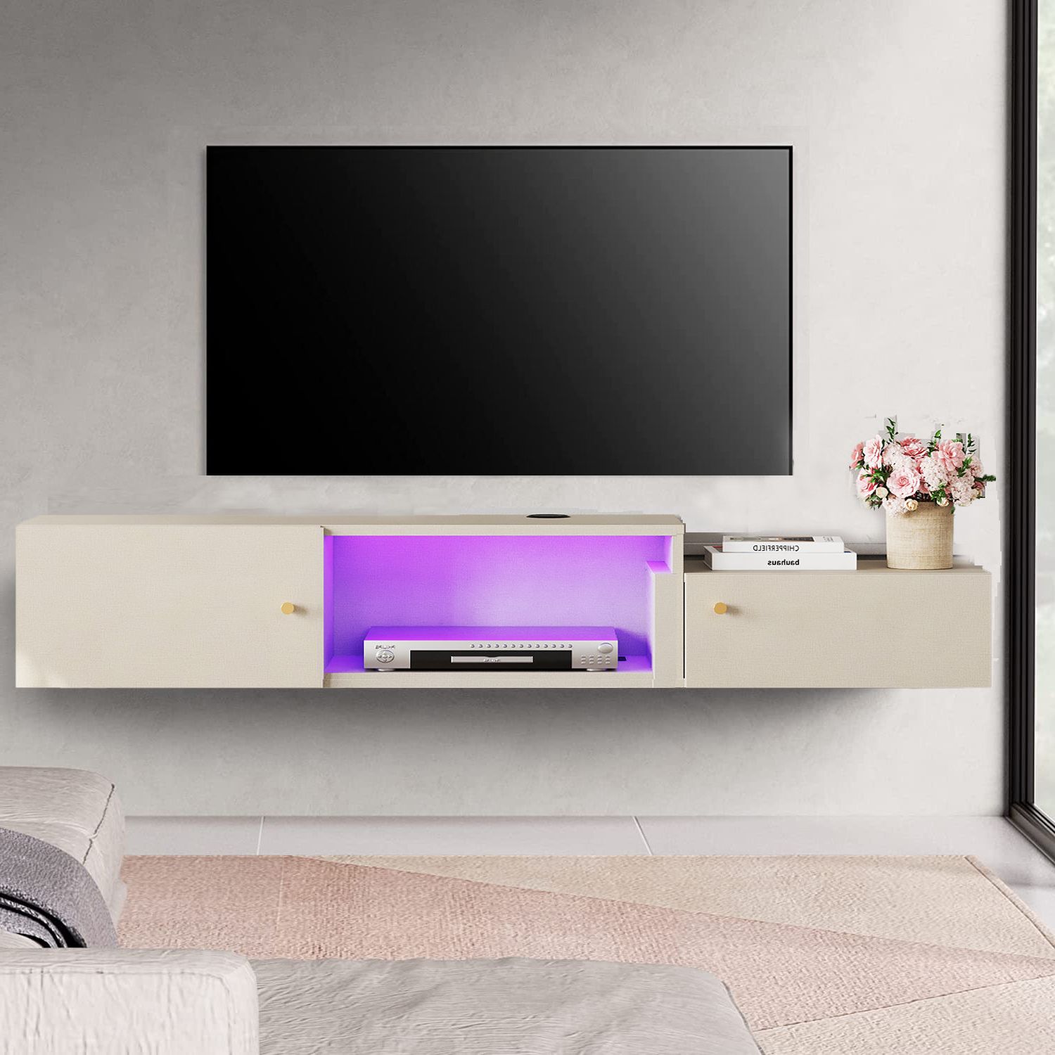 Wrought Studio Bobbi Floating Tv Stand For Tvs Up To 88" | Wayfair For Floating Stands For Tvs (Gallery 7 of 20)