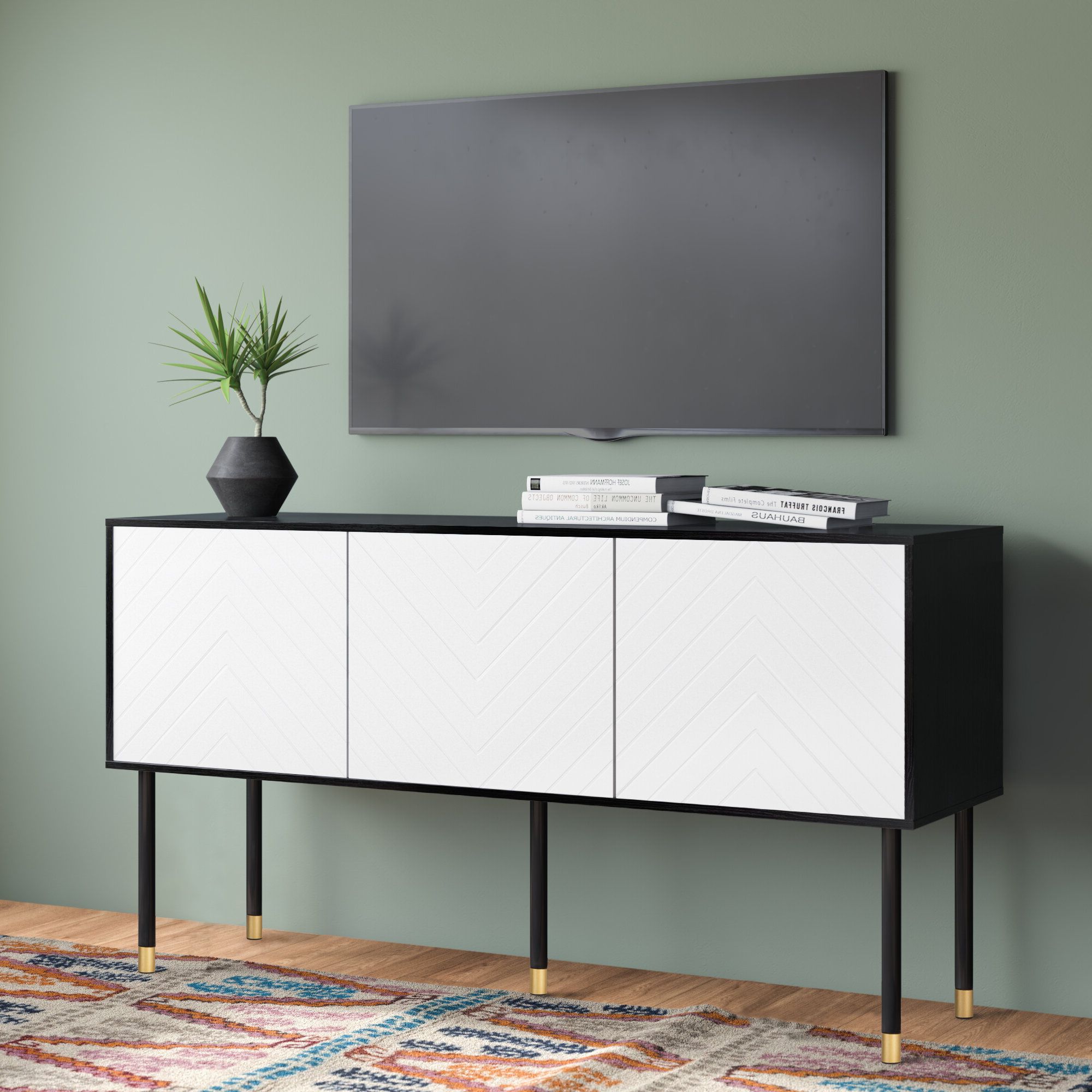 Wrought Studio Oakley 55.1'' Media Console & Reviews | Wayfair For Oaklee Tv Stands (Gallery 12 of 20)