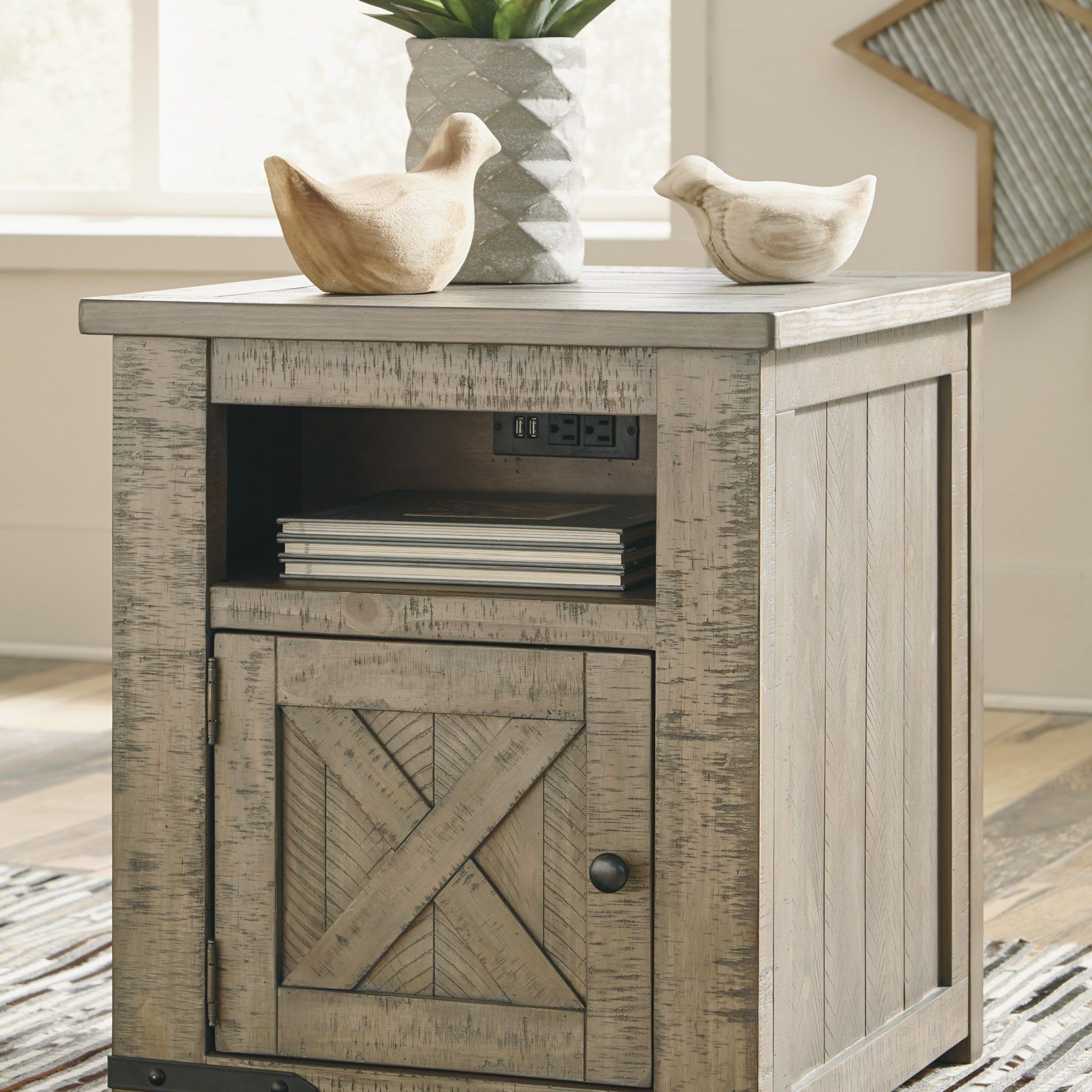 Aldwin Gray Rectangular End Table | Crafted With Solid Pine Wood Inside Rustic Gray End Tables (Gallery 1 of 20)