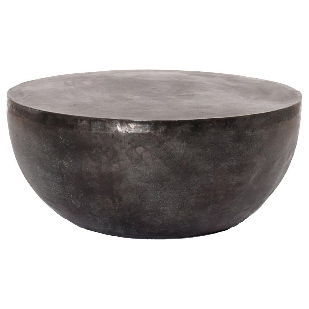 Bailey Industrial Loft Grey Aluminum Round Drum Outdoor Coffee Table In Waterproof Coffee Tables (Gallery 11 of 20)