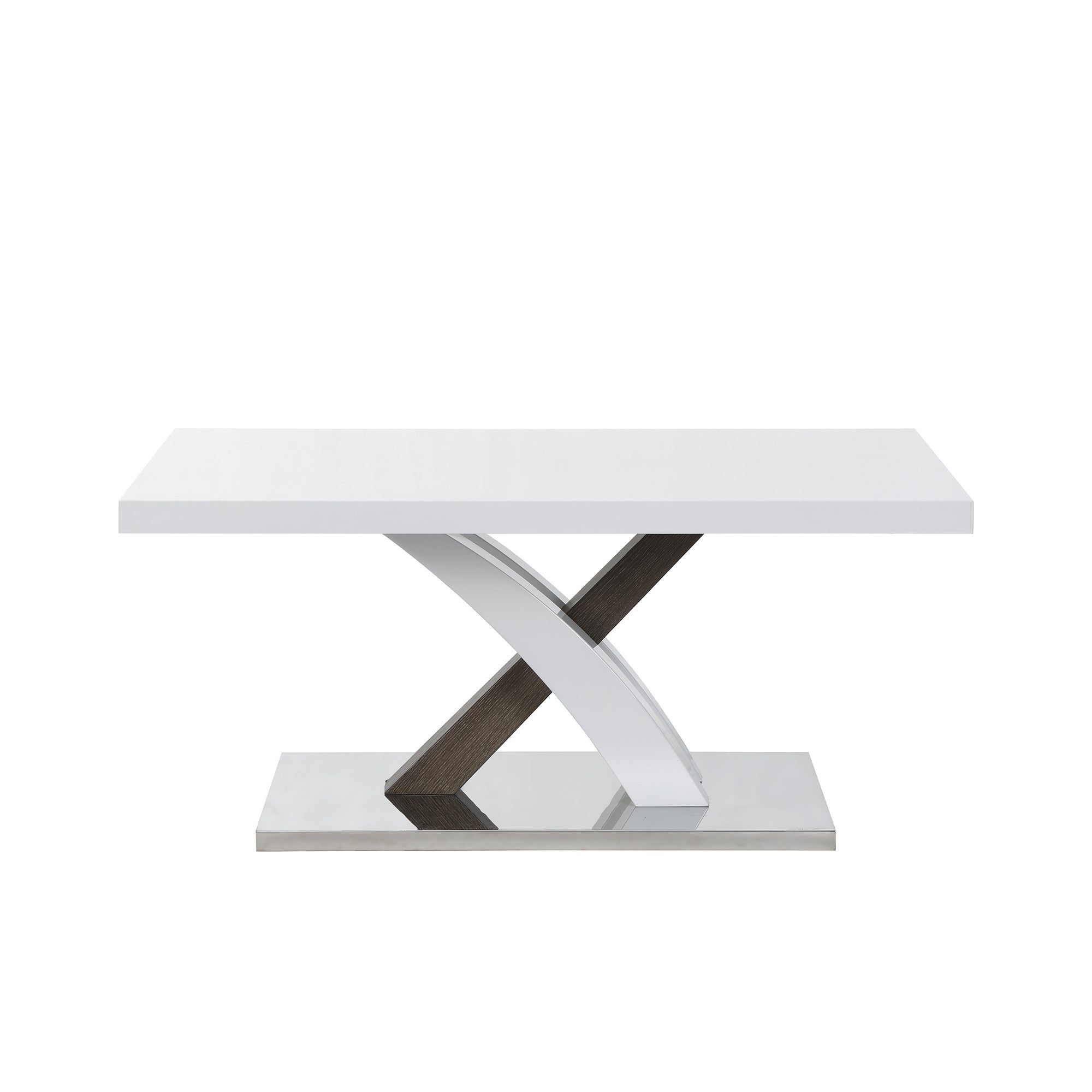 Basel High Gloss White Coffee Table With Stainless Steel Base 3 Regarding White T Base Seminar Coffee Tables (Gallery 1 of 20)