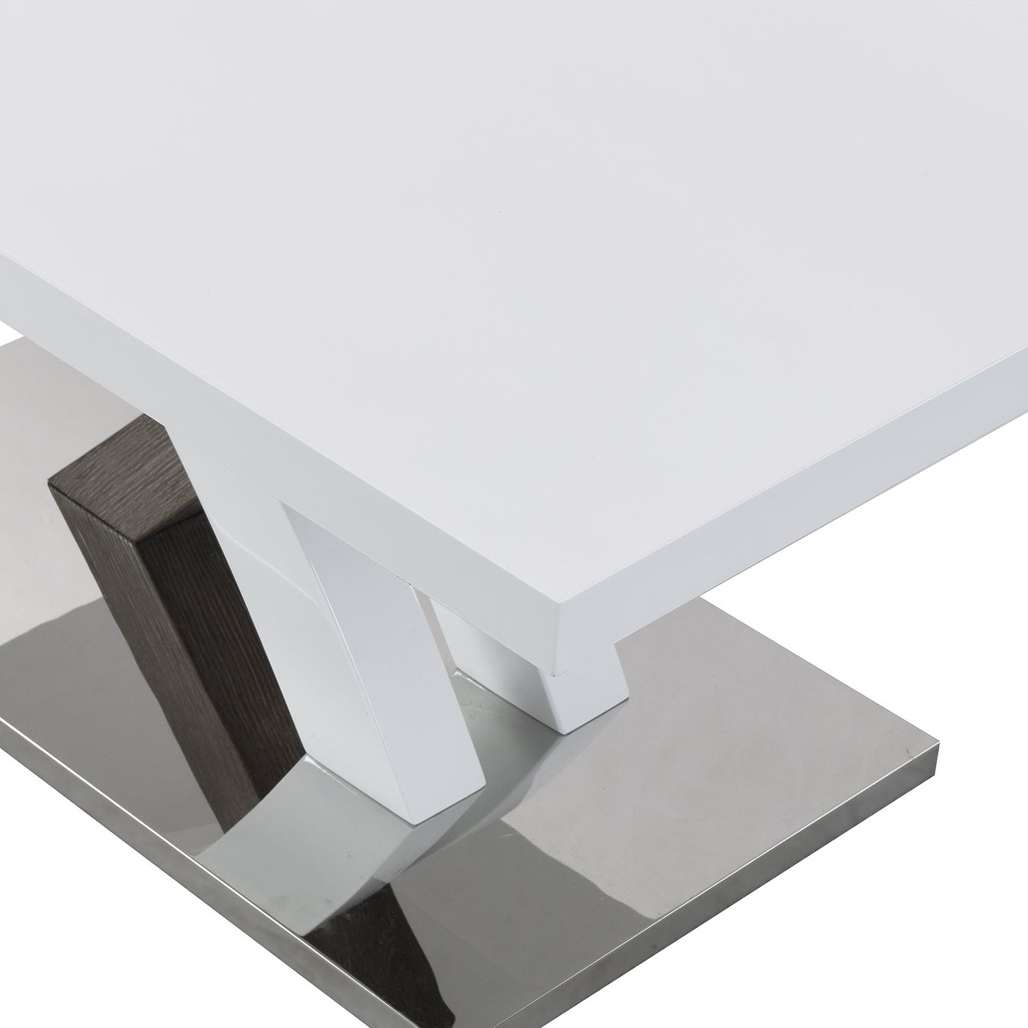 Basel High Gloss White Coffee Table With Stainless Steel Base 6 Intended For White T Base Seminar Coffee Tables (View 2 of 20)