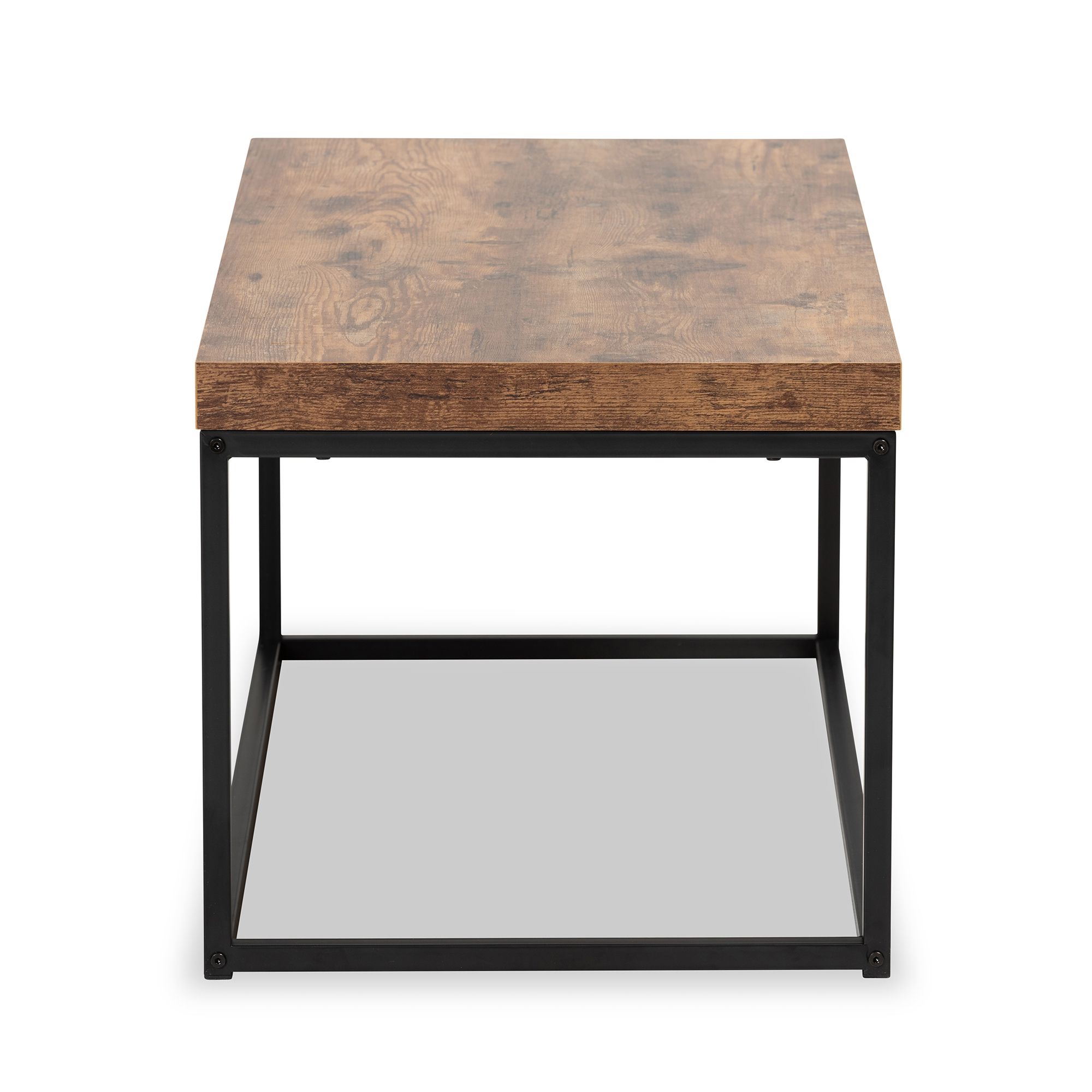 Baxton Studio Bardot Modern Industrial Walnut Brown Finished Wood And For Studio 350 Black Metal Coffee Tables (View 17 of 20)