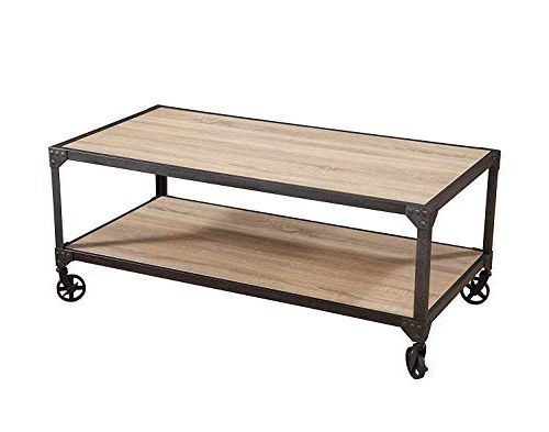 Benzara Wooden And Metal Coffee Table With An Open Shelf, Brown Sale With Regard To Metal 1 Shelf Coffee Tables (View 15 of 20)