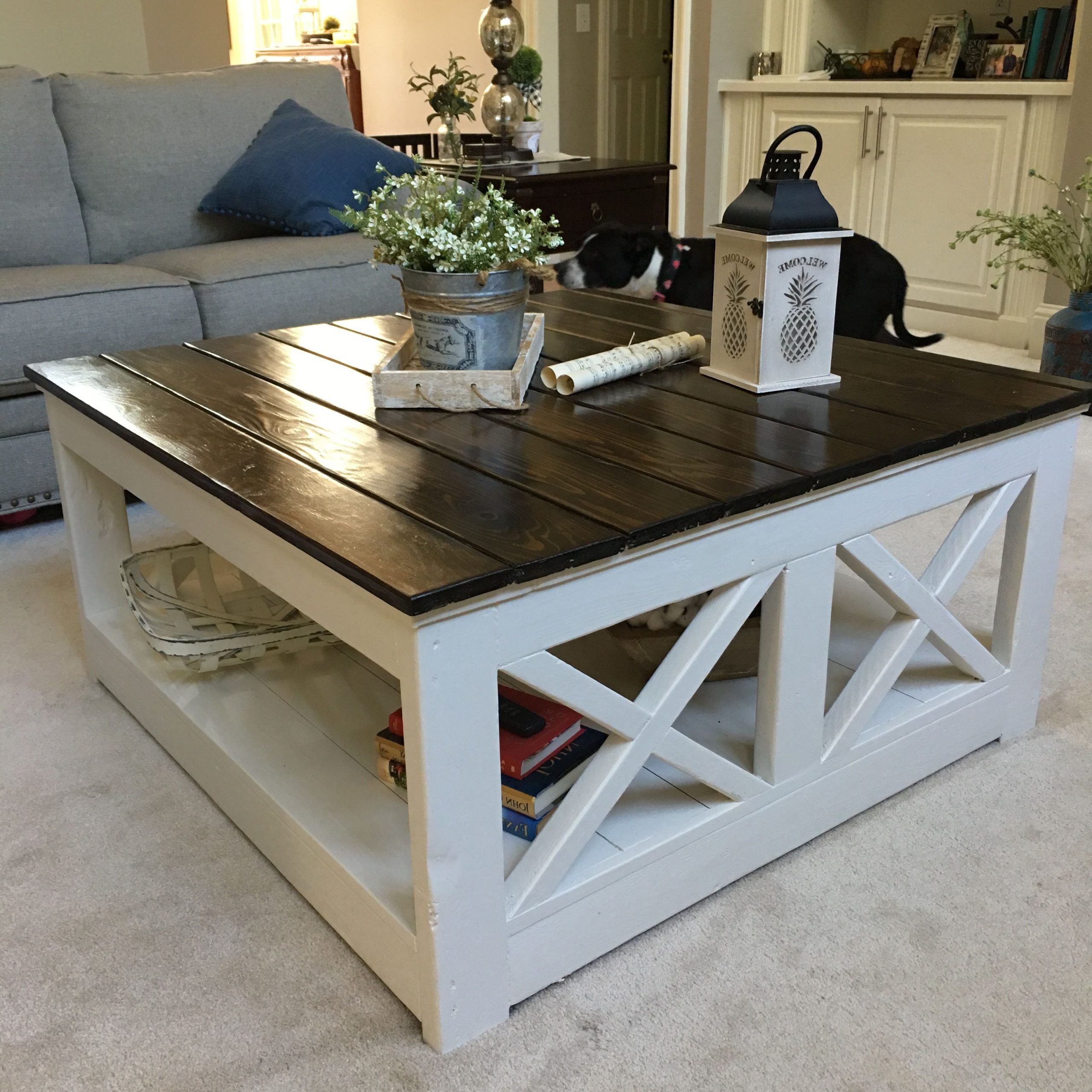 Bring A Rustic Touch To Your Home With A Square Farmhouse Coffee Table Inside Living Room Farmhouse Coffee Tables (View 7 of 20)