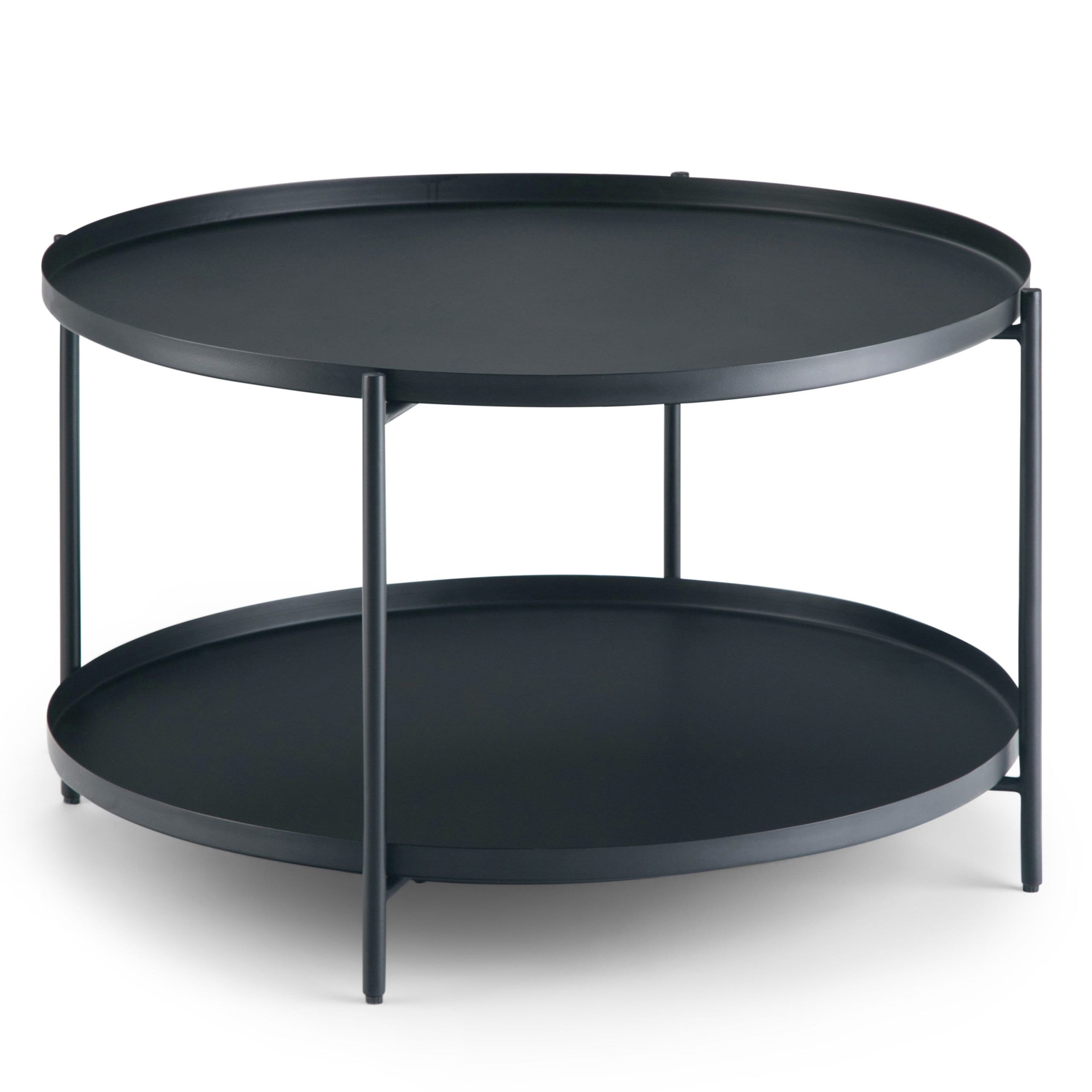 Brooklyn + Max Thompkins And Metal 32 Inch Wide Round Modern Industrial Inside Glossy Finished Metal Coffee Tables (View 17 of 20)
