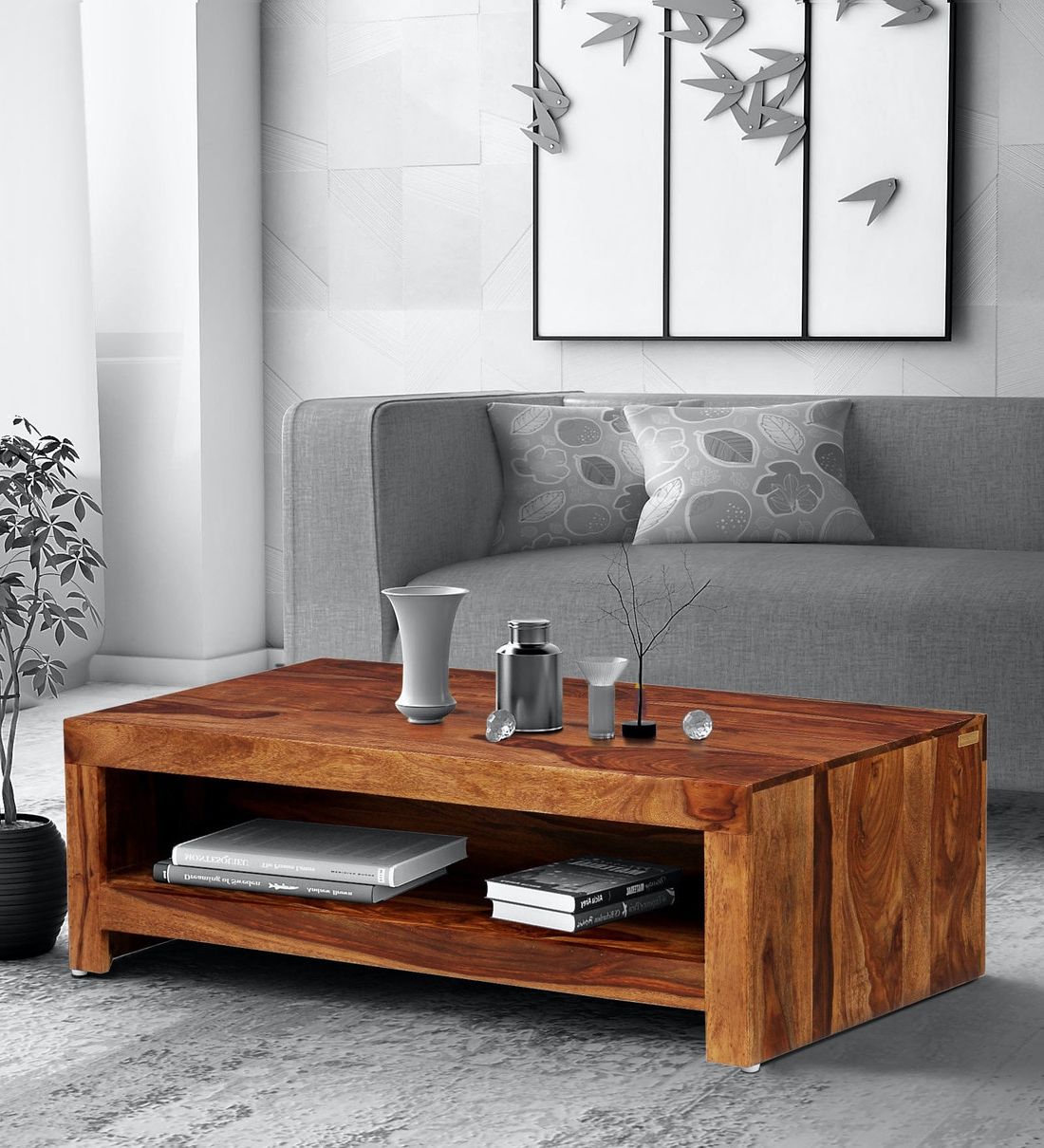 Buy Acropolis Solid Wood Coffee Table In Rustic Teak Finish Within Rustic Wood Coffee Tables (View 8 of 20)