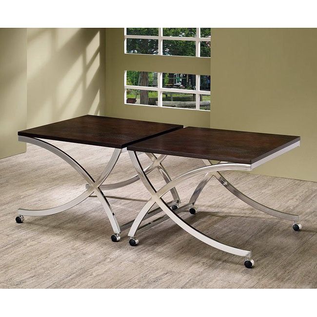 Cappuccino And Chrome Coffee Table W/ Casters Coaster Furniture Intended For Coffee Tables With Casters (View 9 of 20)