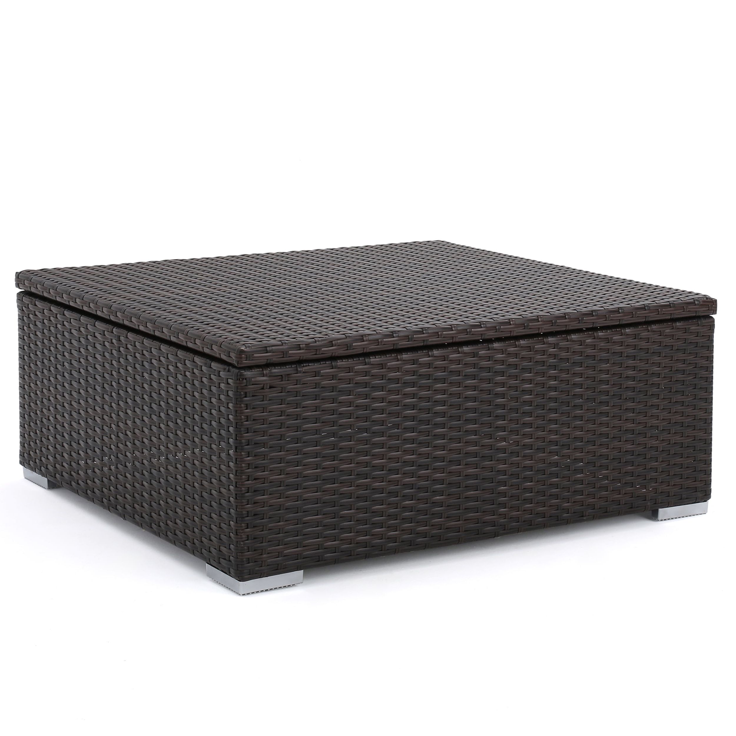 Costa Mesa Outdoor Wicker Coffee Table With Storage, Multibrown With Waterproof Coffee Tables (View 5 of 20)
