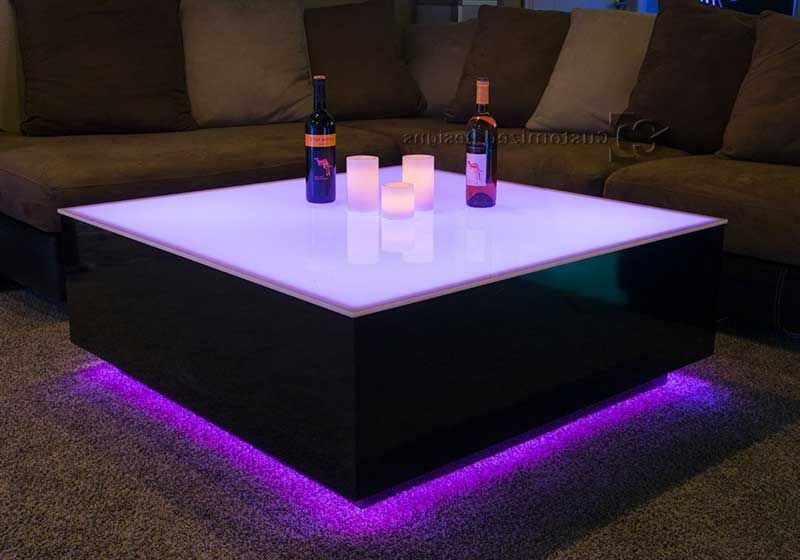 Cubix Series – 44" X 44" Led Lighted Coffee Table | Lounge Furniture Within Coffee Tables With Led Lights (View 2 of 20)