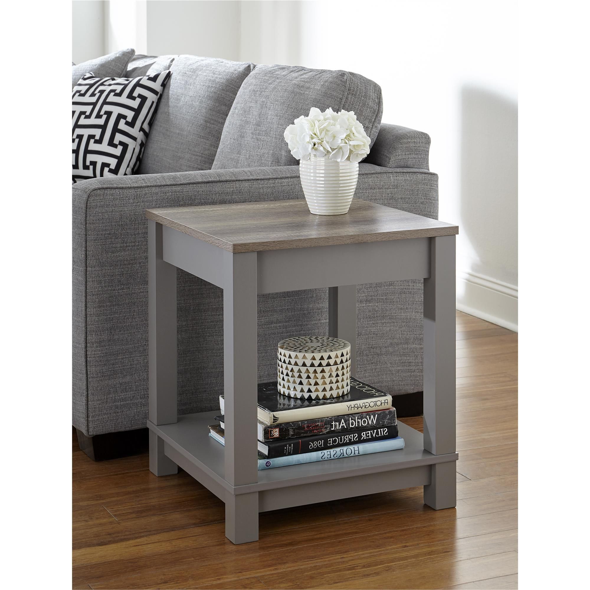 Dorel Home Furnishings Carver Gray/sonoma Oak End Table | Living Room Intended For Rustic Gray End Tables (Gallery 17 of 20)