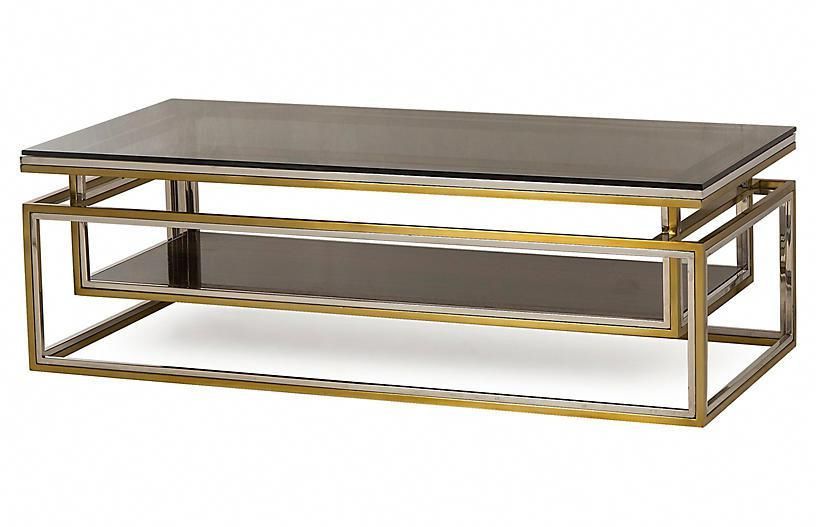 Drop Shelf Coffee Table – Brass/silver – Boyd #brasscoffeetable | Sleek With Metal 1 Shelf Coffee Tables (View 11 of 20)