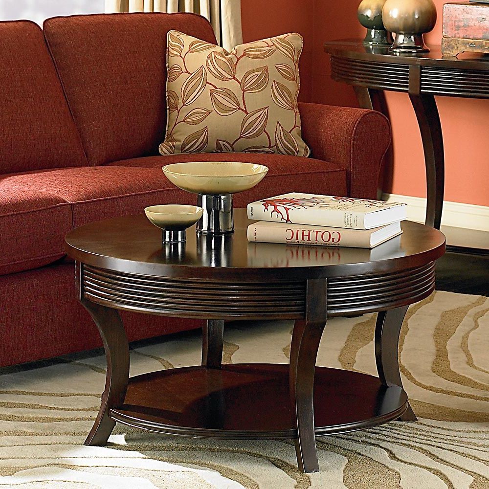 Espresso Wood Contemporary Round Coffee Table | Bassett Furniture Inside Espresso Wood Finish Coffee Tables (View 3 of 20)