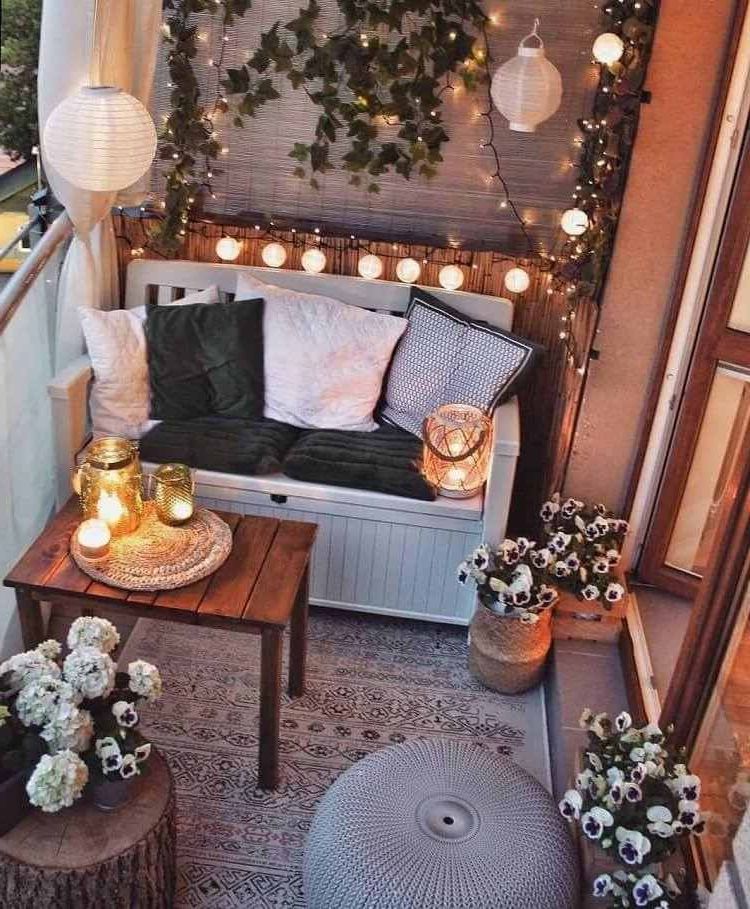 Fairy Lights On The Balcony – Create A Cozy Outdoor Space For The Family Pertaining To Coffee Tables For Balconies (Gallery 4 of 20)