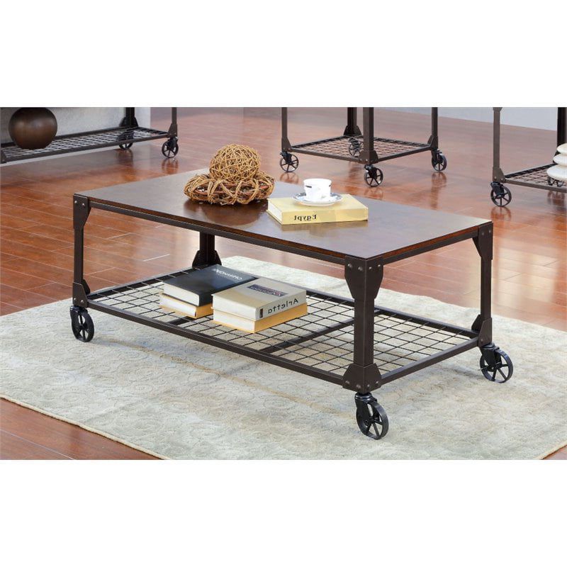 Furniture Of America Benellie Metal Coffee Table With Casters In Black Throughout Coffee Tables With Casters (Gallery 10 of 20)