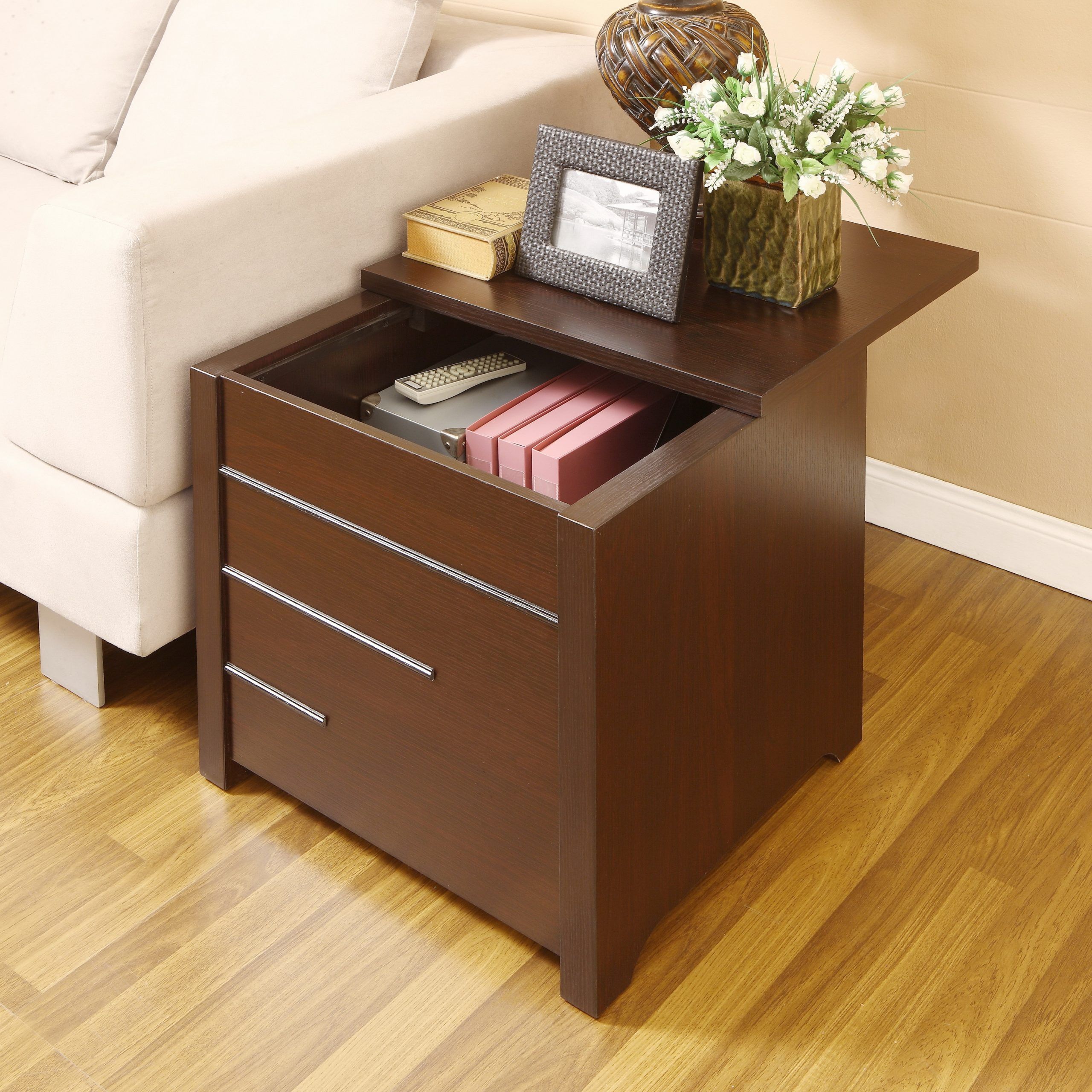 Furniture Of America Max Modern Dark Espresso Hidden Storage End Table Within Modern Coffee Tables With Hidden Storage Compartments (View 15 of 20)