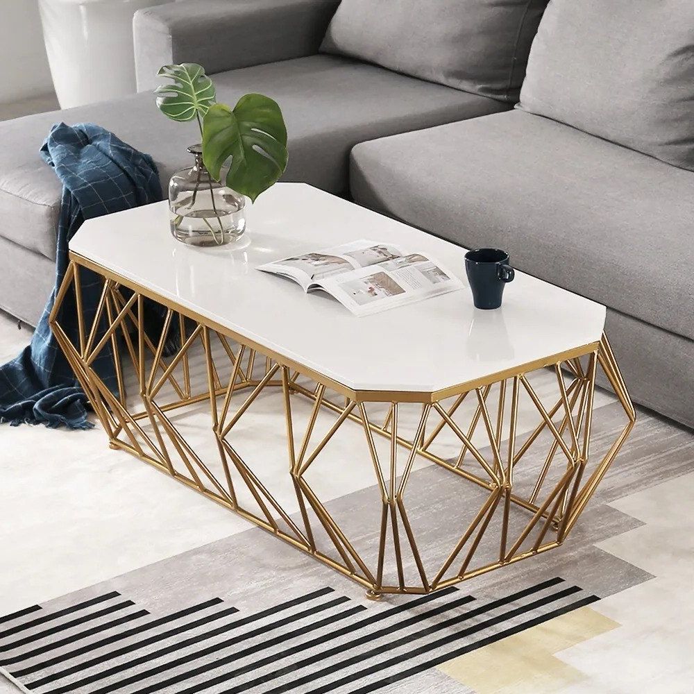Glossy Finish Modern Stainless Steel Gold Coffee Table Frame, For Home Inside Glossy Finished Metal Coffee Tables (Gallery 1 of 20)