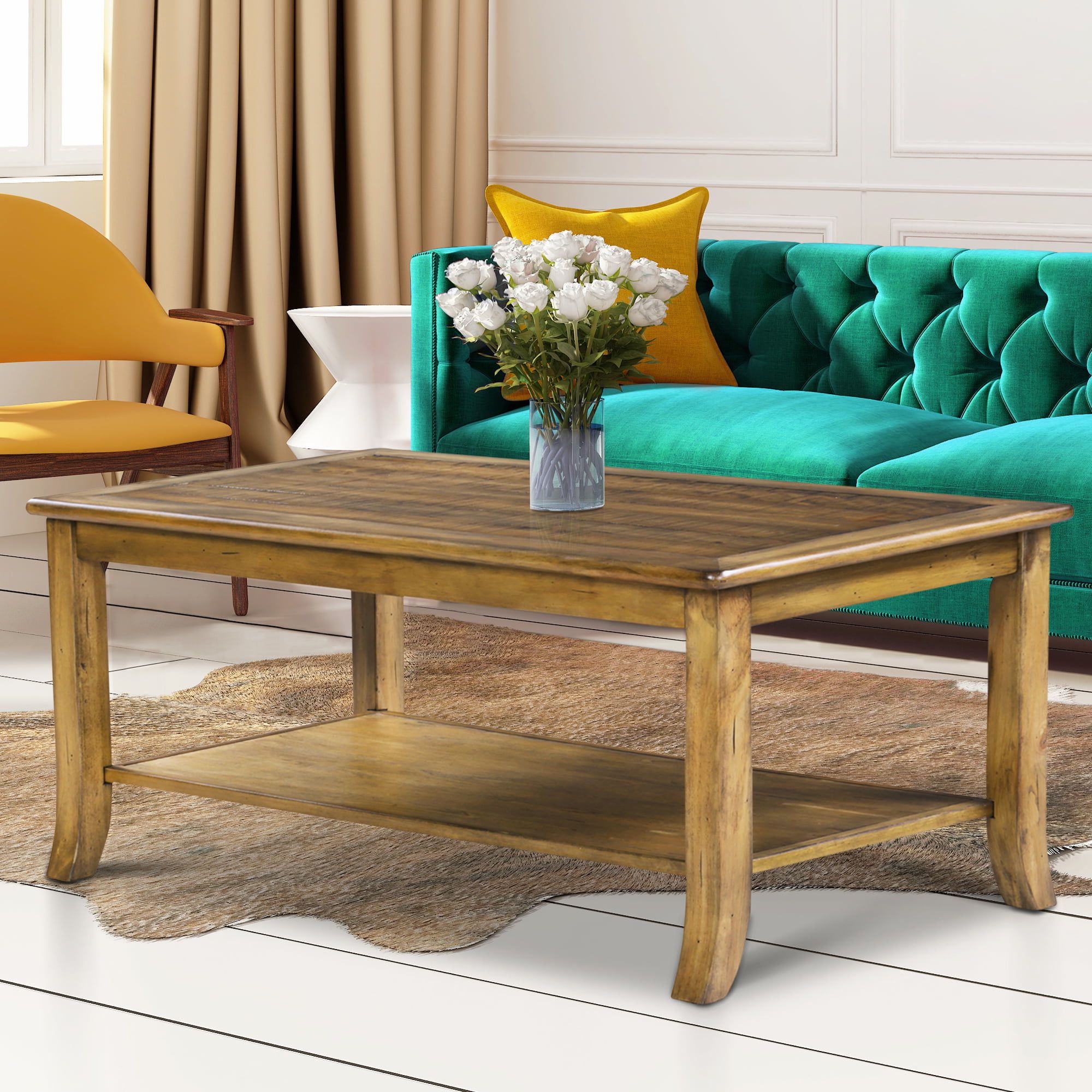 Grandrest Cocktail Coffee Table, Rustic Maple Brown – Walmart Inside Brown Rustic Coffee Tables (Gallery 4 of 20)
