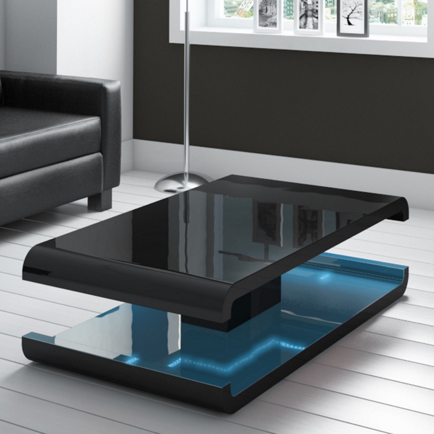 High Gloss Black Coffee Table With Led Lighting – Tiffany Range Throughout Coffee Tables With Led Lights (View 4 of 20)