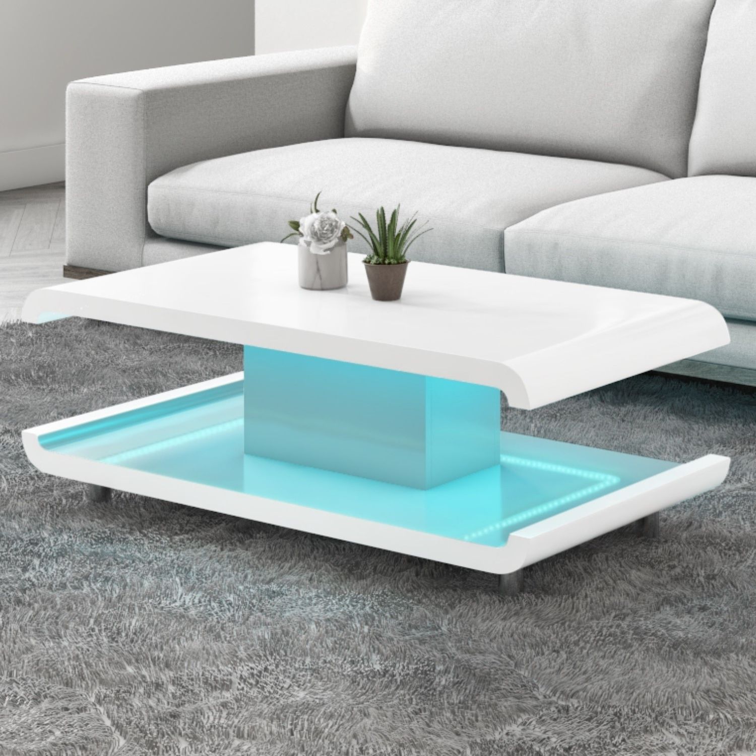 High Gloss White Coffee Table Led Range | Offer Of The Day Pertaining To Coffee Tables With Led Lights (Gallery 10 of 20)