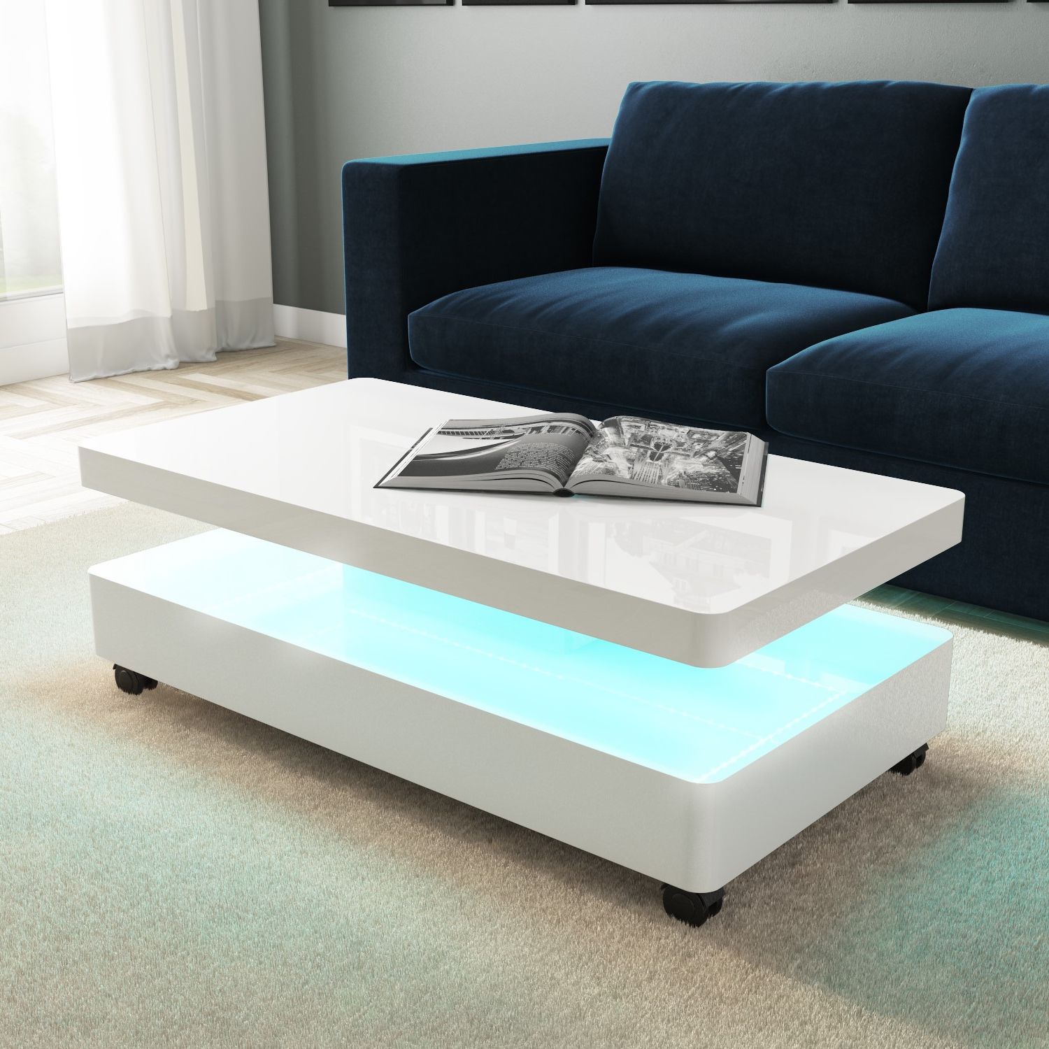 High Gloss White Coffee Table With Led Lighting 5060388562168 | Ebay Regarding Coffee Tables With Led Lights (Gallery 7 of 20)