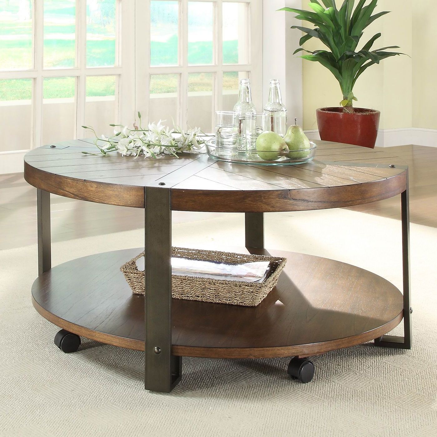 Homelegance 3438 01 Northwood Round Cocktail Table On Casters | Coffee For Coffee Tables With Casters (View 11 of 20)