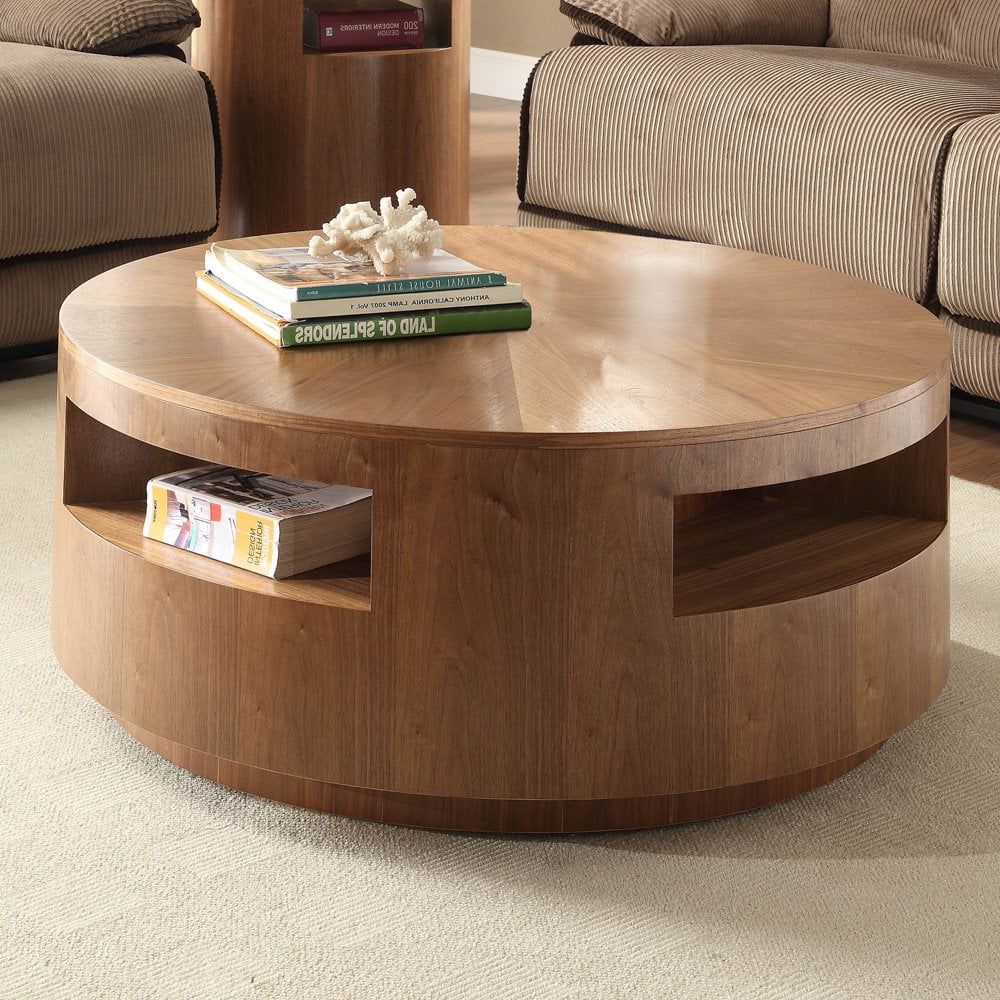 Homelegance Aquinnah Round Cocktail Table W/ Casters In Walnut Regarding Coffee Tables With Casters (Gallery 20 of 20)