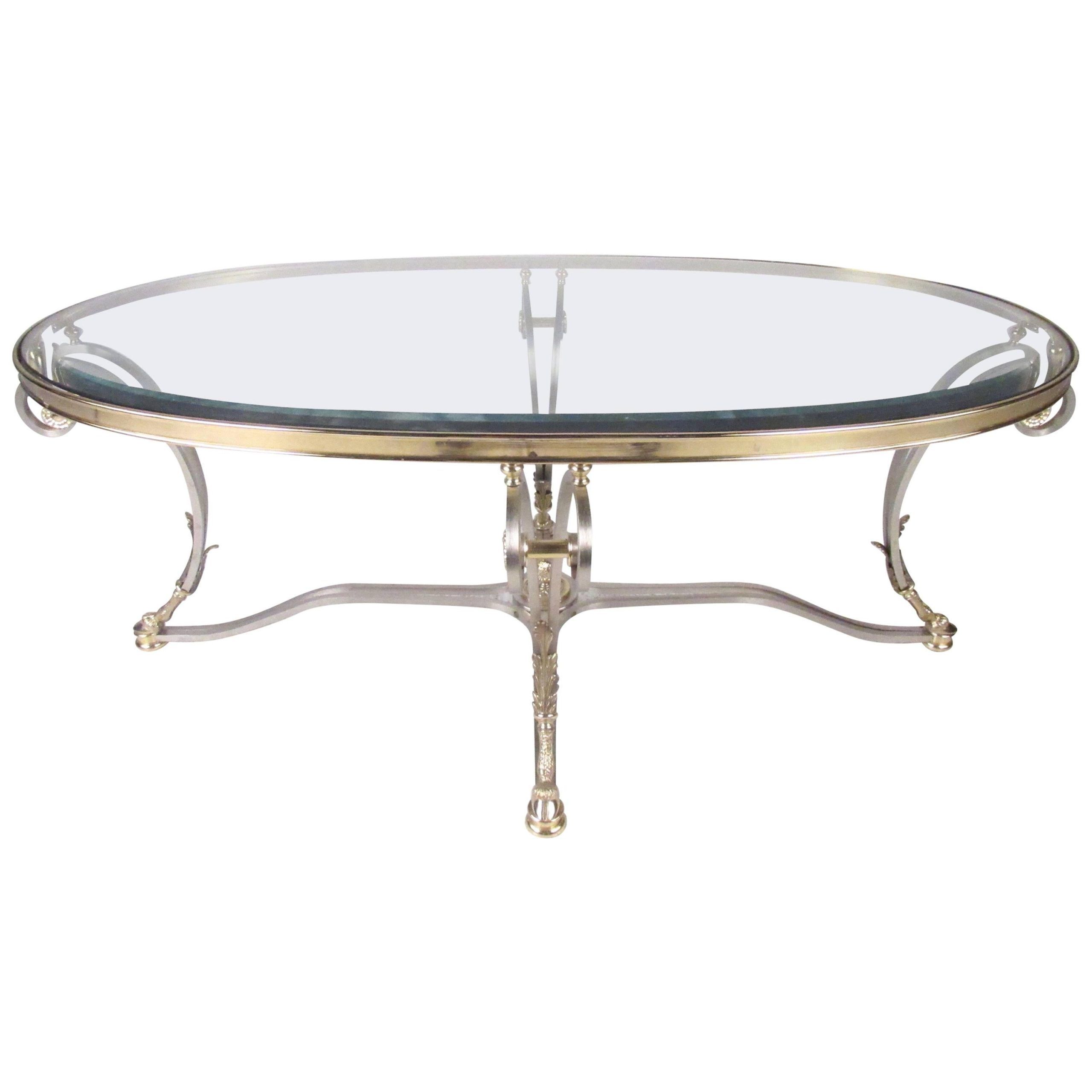 Italian Modern Brass And Steel Regency Style Coffee Table For Sale At In Regency Cain Steel Coffee Tables (View 14 of 20)
