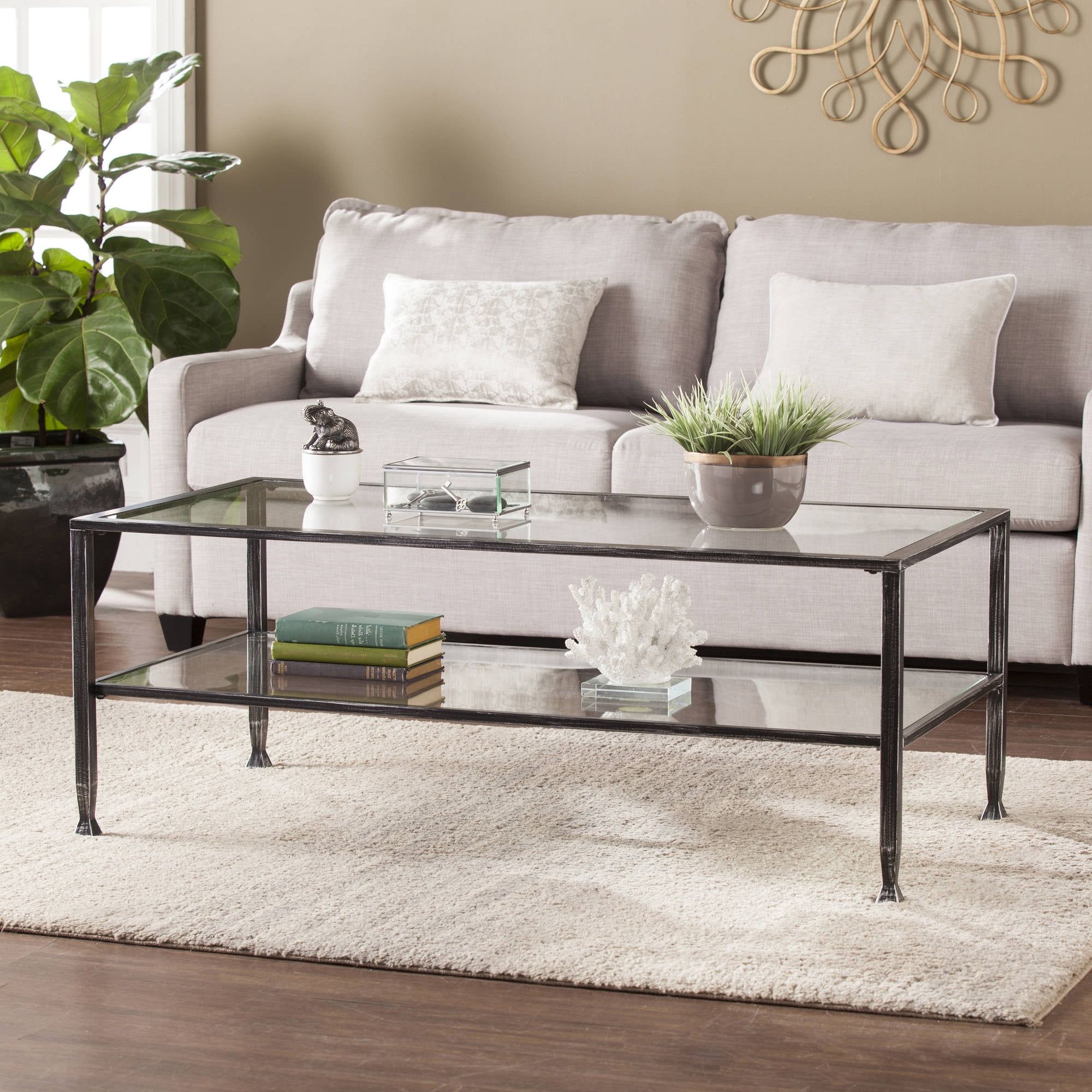 Jumpluff Metal/glass Rectangular Open Shelf Coffee Table, Distressed With Metal 1 Shelf Coffee Tables (View 5 of 20)