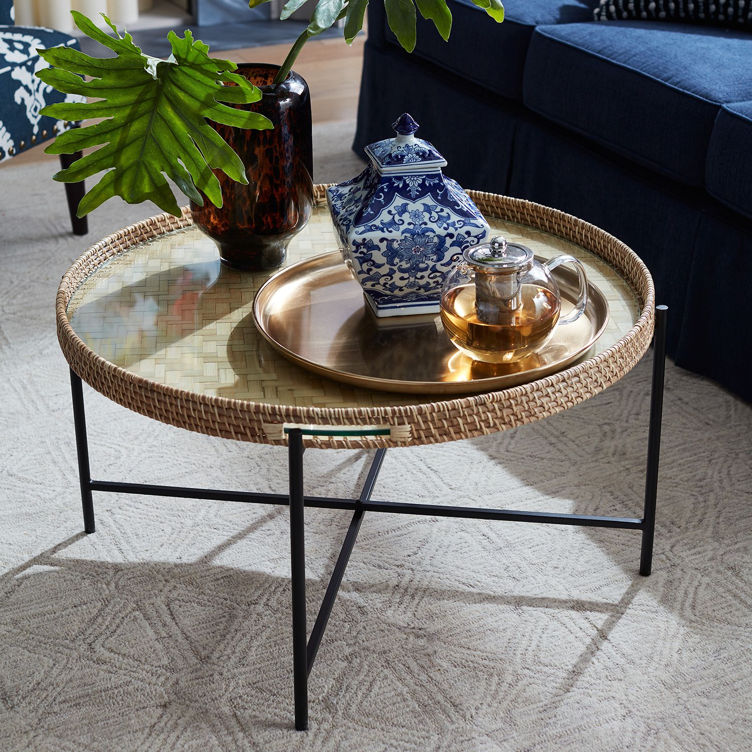 Larissa Natural & Black Tray Coffee Table – Pier1 Throughout Detachable Tray Coffee Tables (View 16 of 20)