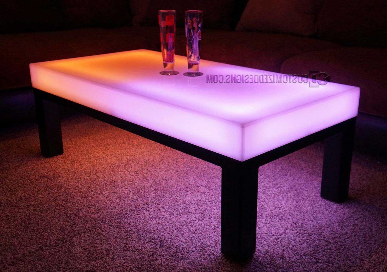 Led Lighted Lounge Coffee Table – Aurora Series – Customized Designs Throughout Coffee Tables With Led Lights (View 3 of 20)