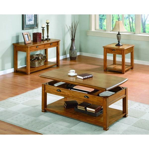 Light Oak Coffee Table Set / Broyhill Coffee And End Tables With Pemberly Row Replicated Wood Coffee Tables (View 18 of 20)