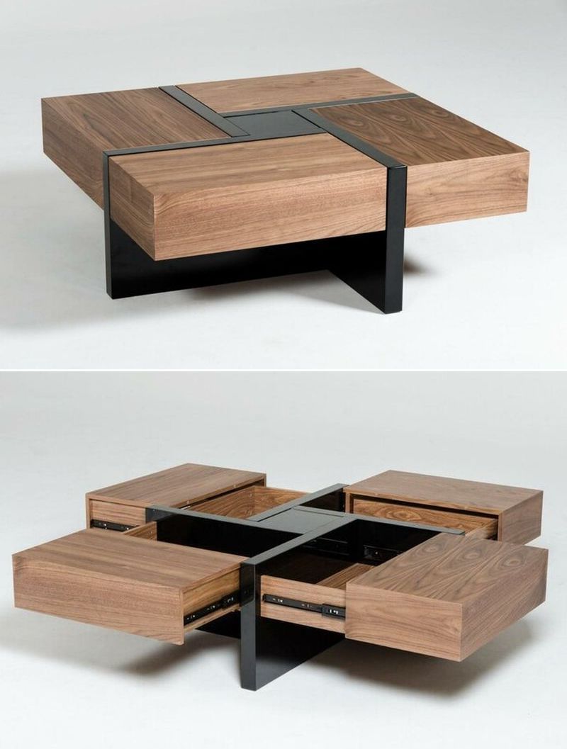 Lipscomb Coffee Table Has Four Hidden Drawers That Form Its Top In 2020 Intended For Modern Coffee Tables With Hidden Storage Compartments (View 18 of 20)