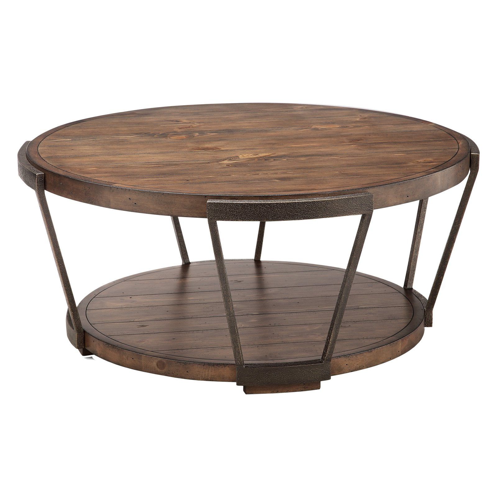 Magnussen Yukon Industrial Round Coffee Table With Casters – Walmart Pertaining To Coffee Tables With Casters (Gallery 15 of 20)