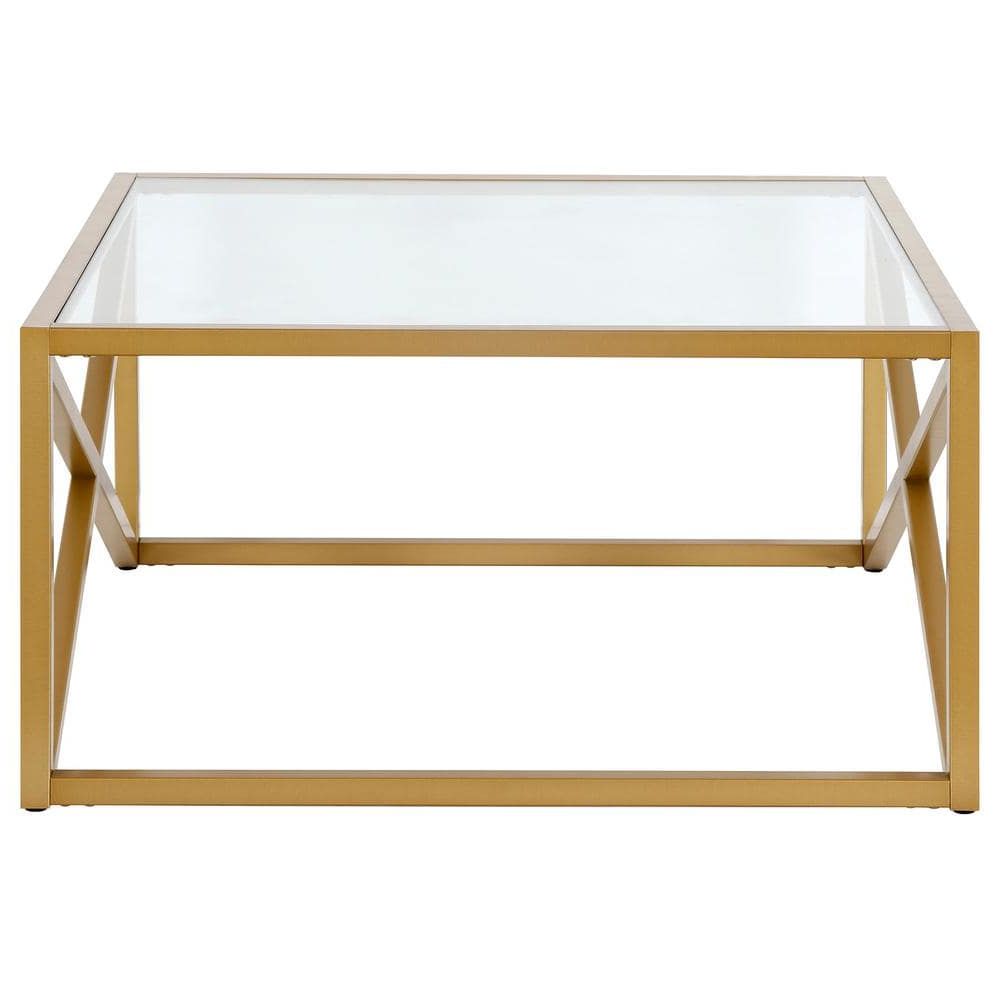 Meyer&cross Calix 32 In. Brass Finish Square Glass Coffee Table Ct0861 Within Addison&amp;lane Calix Square Tables (Gallery 6 of 20)