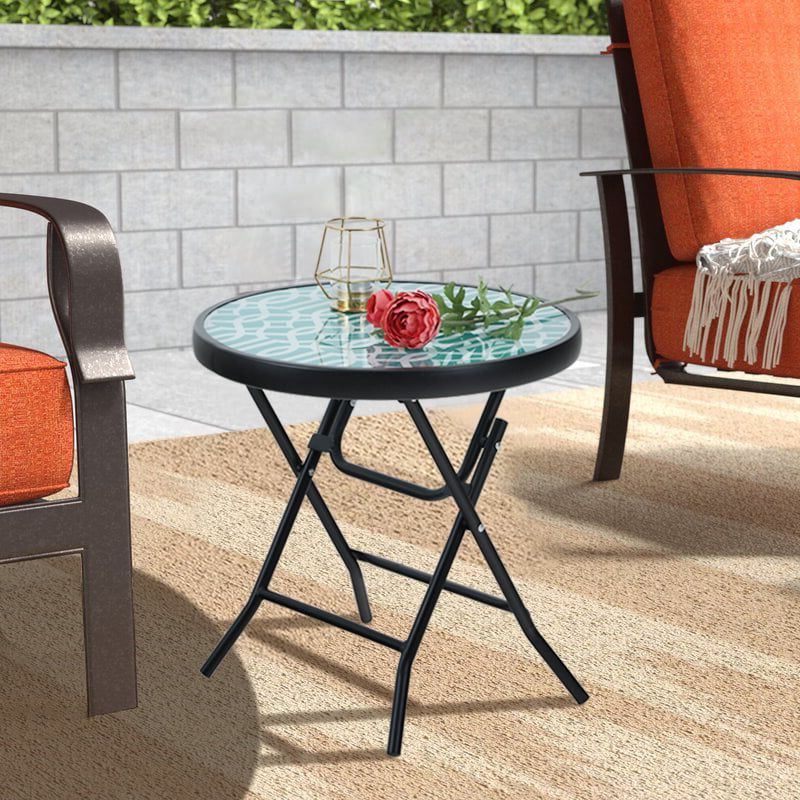 Mf Studio Outdoor Side Table Round Folding End Coffee Table Dia (View 9 of 20)