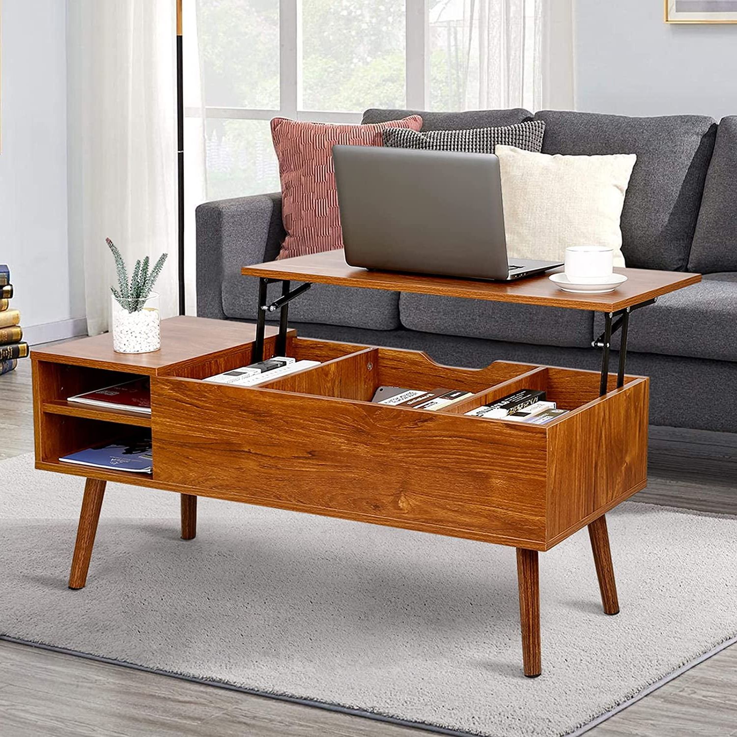 Modern Lift Top Coffee Table With Hidden Compartment Storage,adjustable With Modern Coffee Tables With Hidden Storage Compartments (Gallery 1 of 20)
