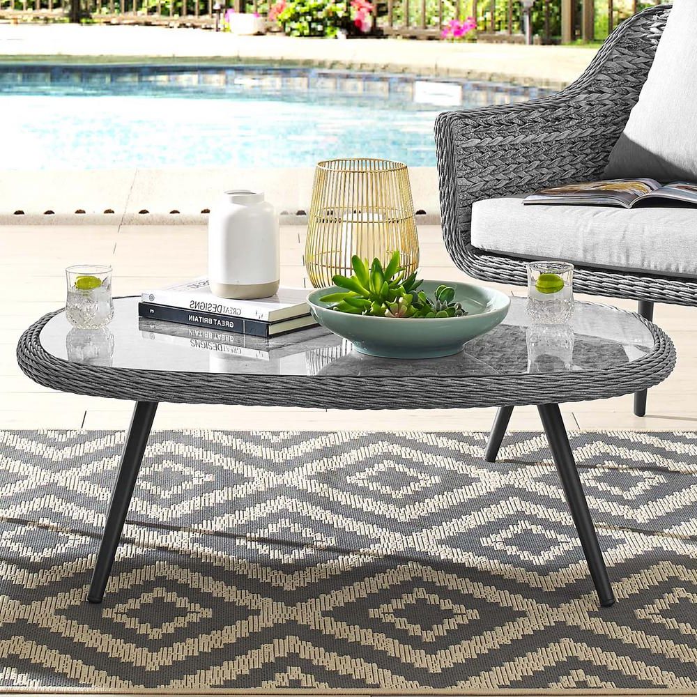 Modway Endeavor Wicker Outdoor Coffee Table In Gray Eei 3026 Gry – The Throughout Modern Outdoor Patio Coffee Tables (View 16 of 20)